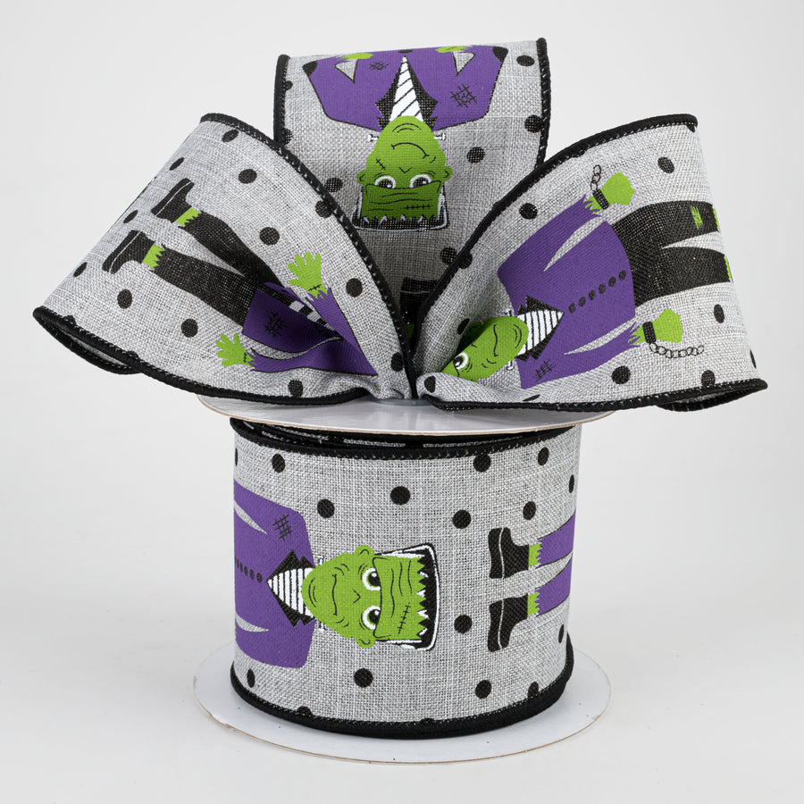 2.5" Frankenstein Ribbon: Light Grey (10 Yards) Lifestyle Photo