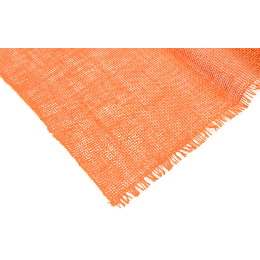 72" Frayed Edge Burlap Fabric Table Runner: Orange detail photo 3