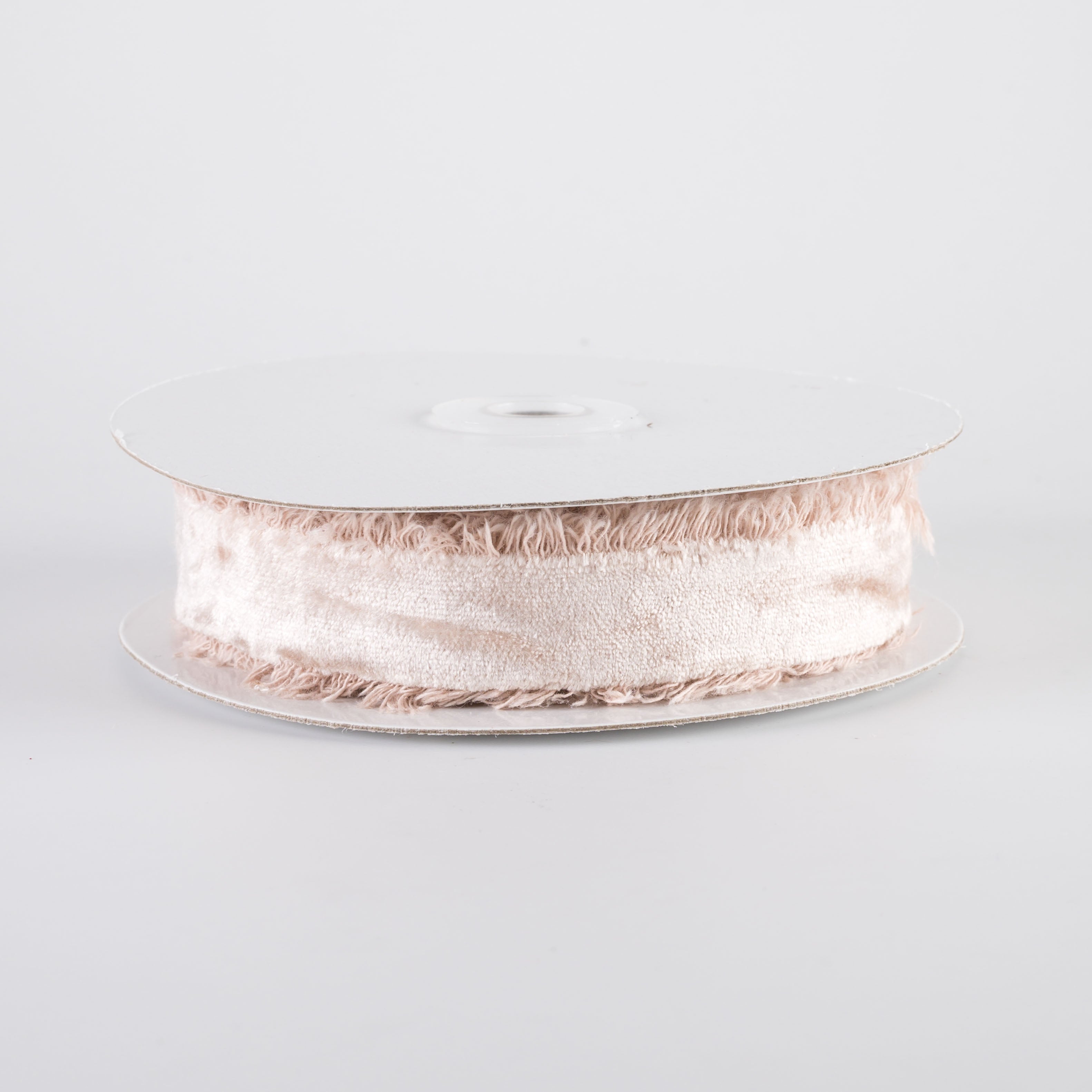 1" Frayed Edge Unwired Velvet Ribbon: Natural (10 Yards)