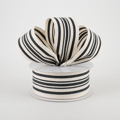 1.5" French Ticking Stripe Ribbon: Ivory & Black (10 Yards) Lifestyle Photo
