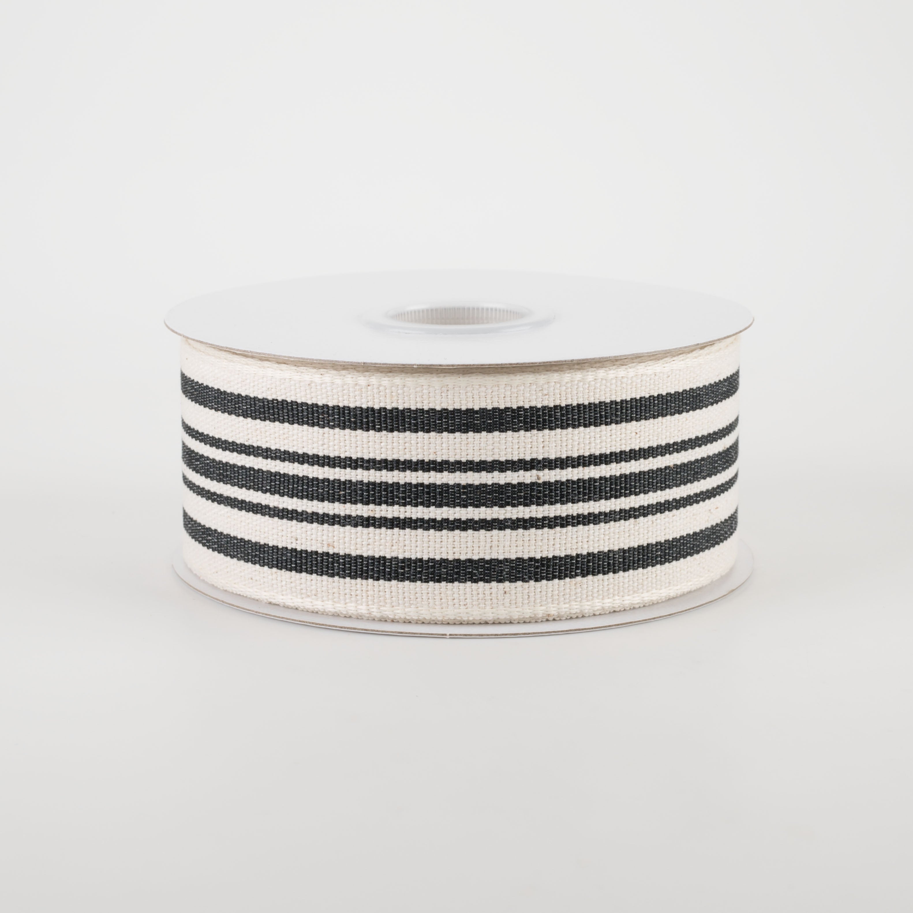 1.5" French Ticking Stripe Ribbon: Ivory & Black (10 Yards)