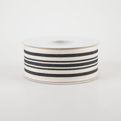 1.5" French Ticking Stripe Ribbon: Ivory & Black (10 Yards)