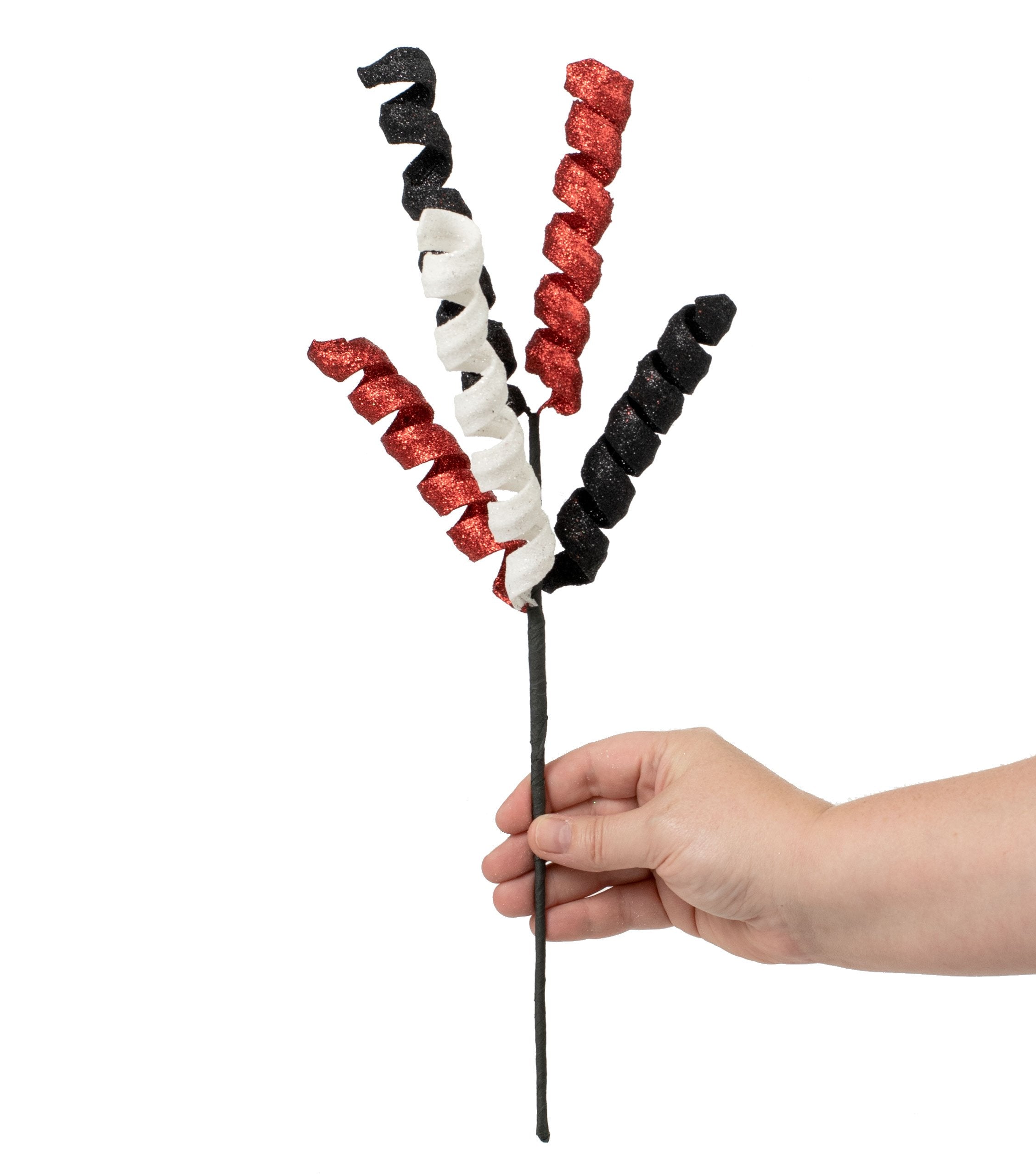 16" Frizzy Curly Pick: Black, White, Red Lifestyle Photo