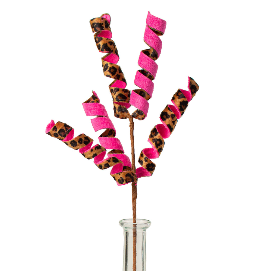16" Double Sided Frizzy Curly Pick: Cheetah & Fuchsia Item Number: 56718BTMIX