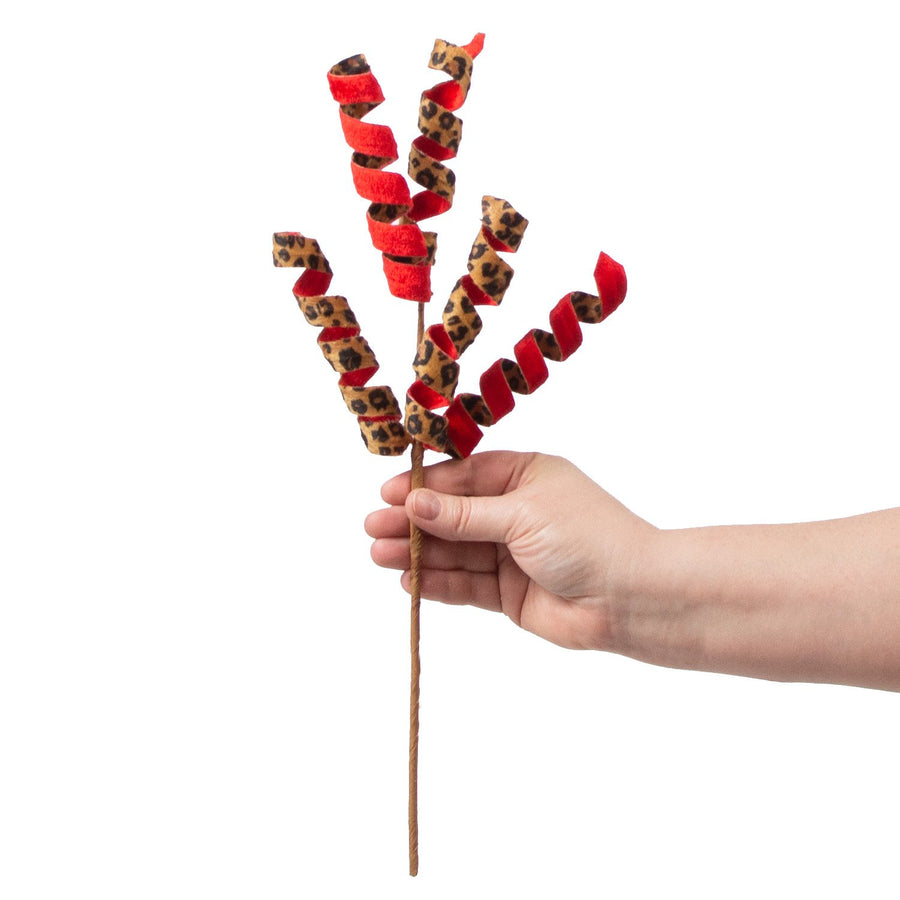 16" Double Sided Frizzy Curly Pick: Cheetah & Red detail photo 3