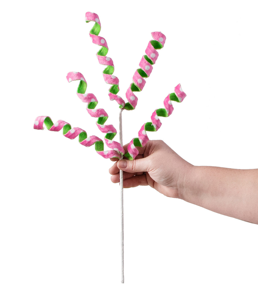 16" Frizzy Curly Pick: Green & Pink detail photo 3