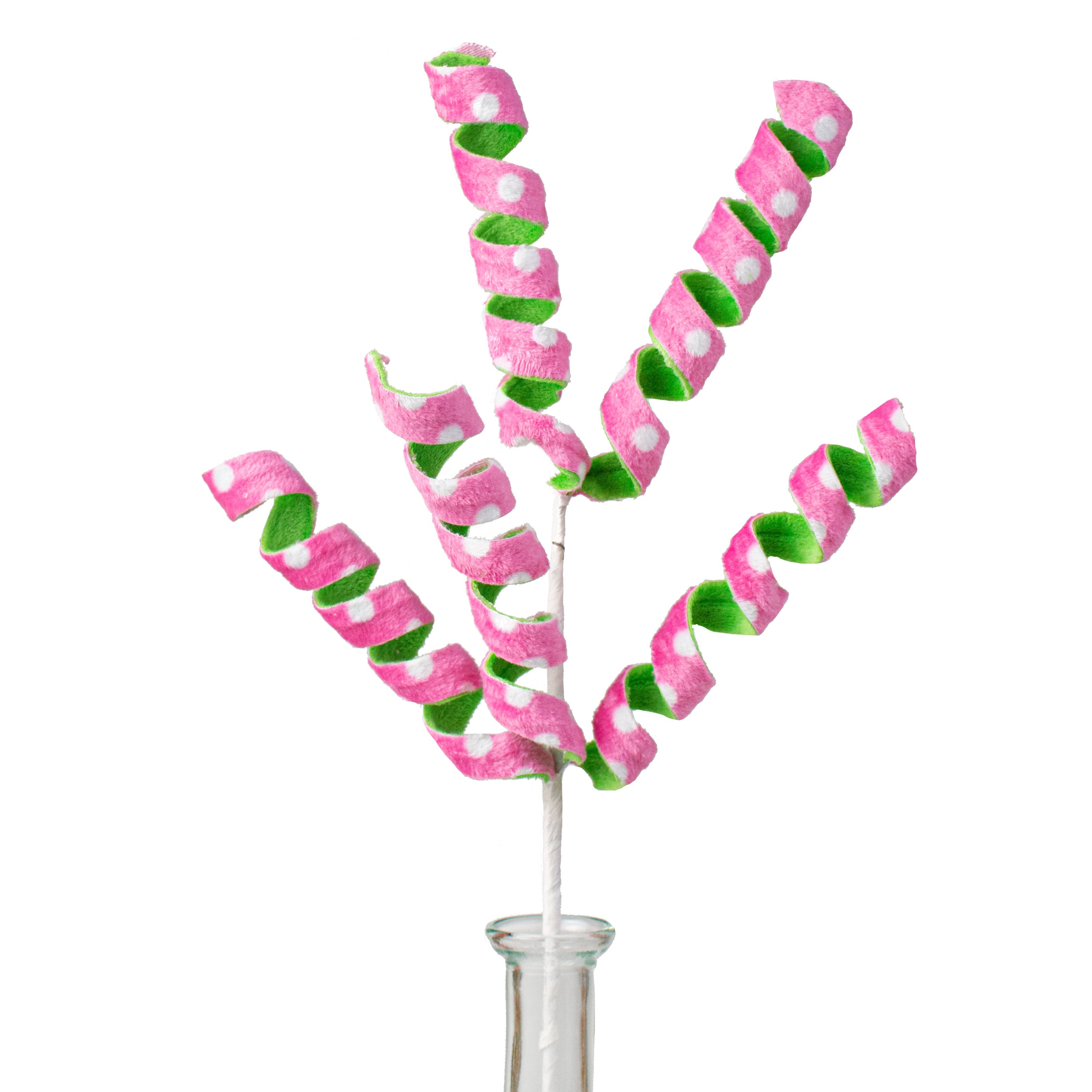 16" Frizzy Curly Pick: Green & Pink Item Number: 85265GNPK