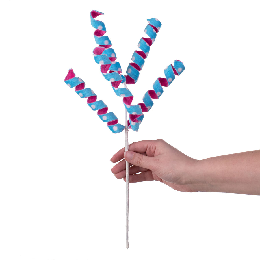16" Frizzy Curly Pick: Pink & Blue detail photo 3