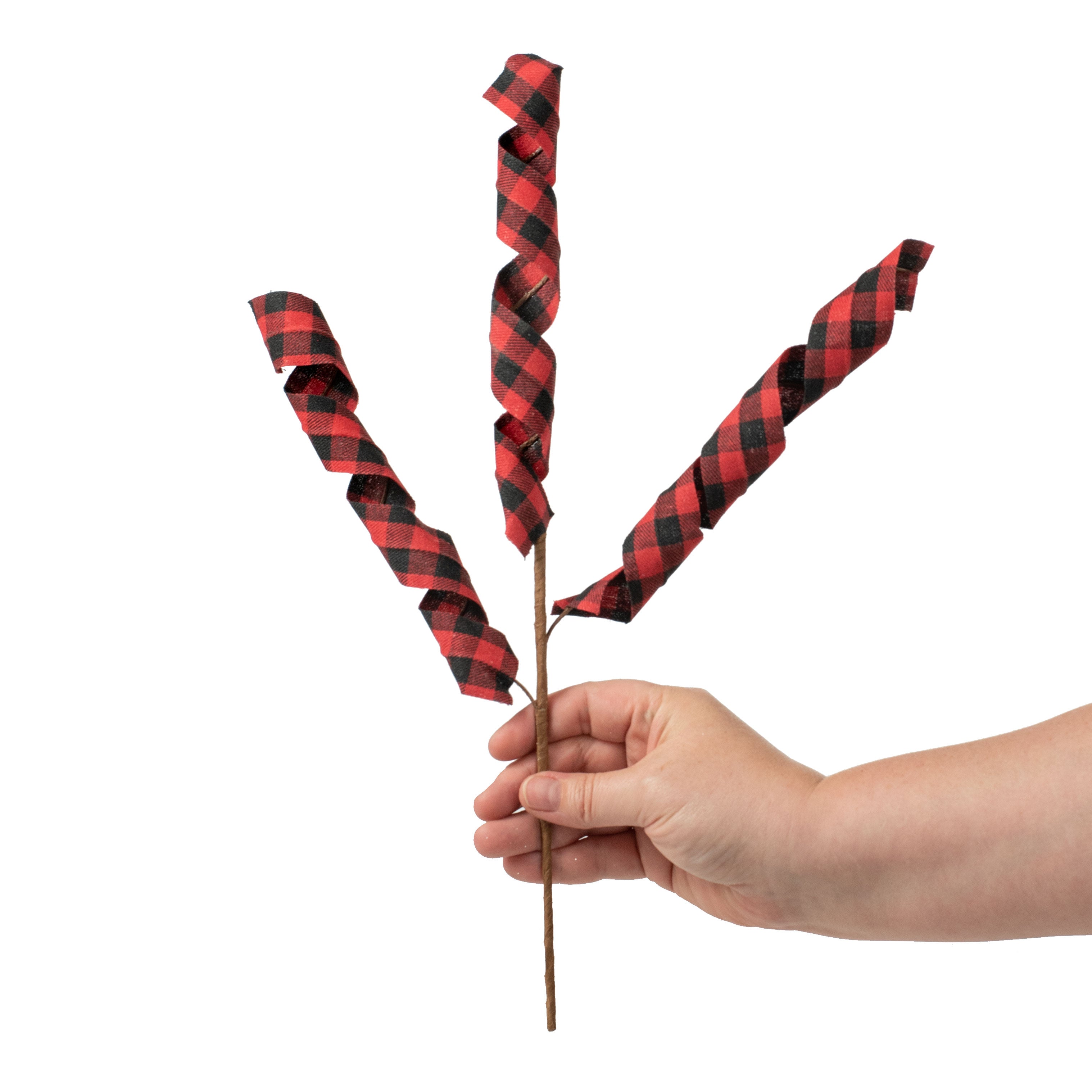 14" Frizzy Curly Pick: Red & Black Check Lifestyle Photo