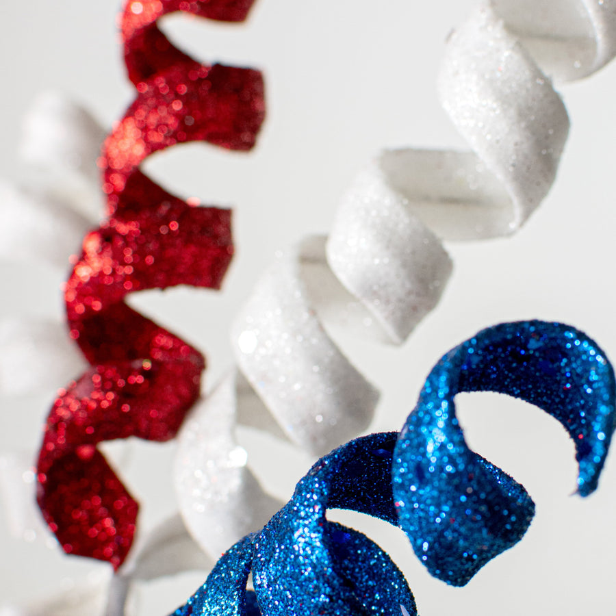 16" Frizzy Curly Pick: Red, White & Blue Lifestyle Photo