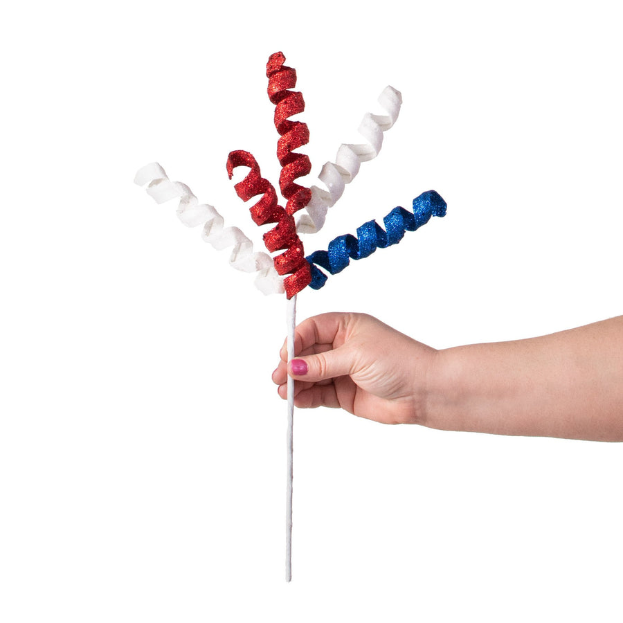 16" Frizzy Curly Pick: Red, White & Blue detail photo 3
