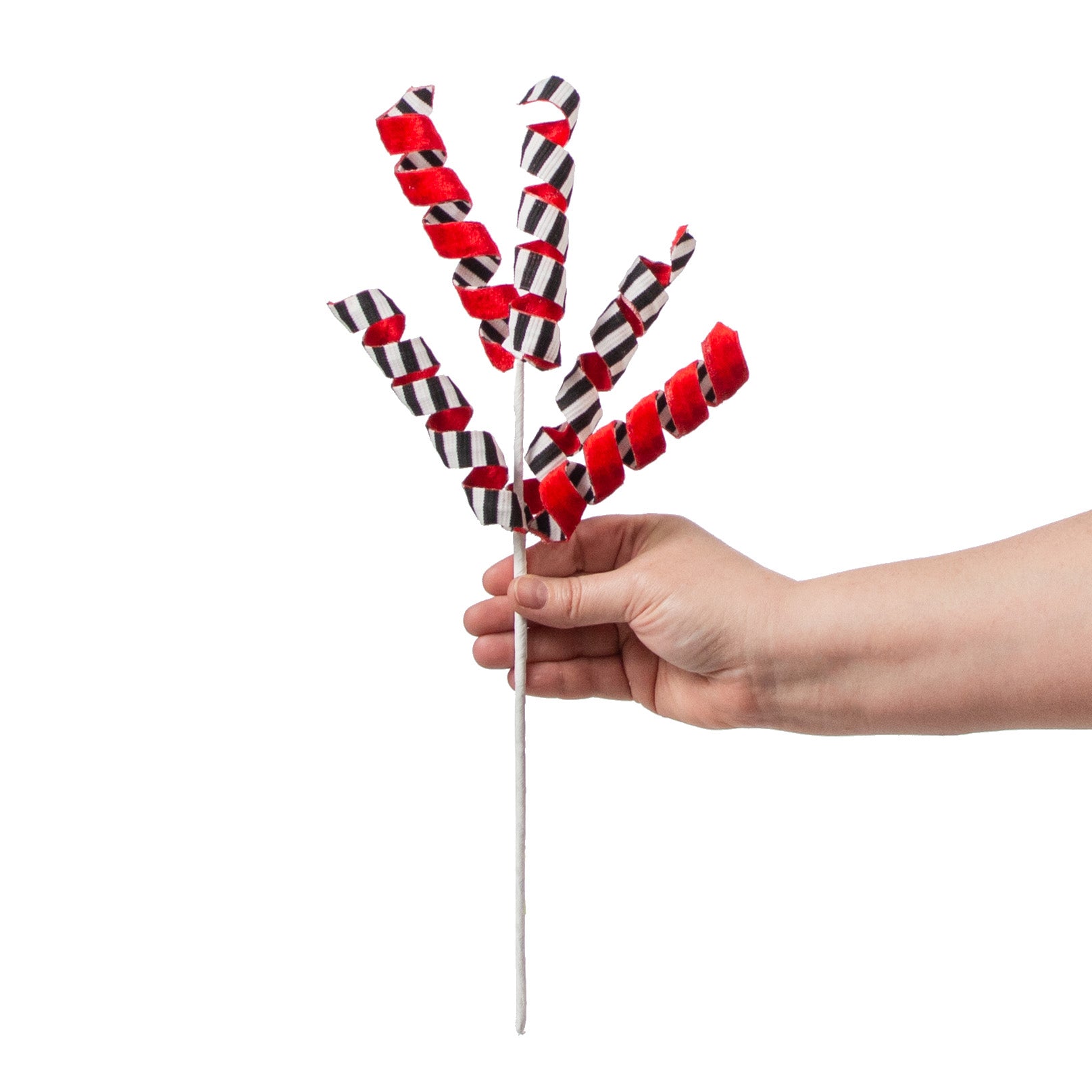 16" Double Sided Frizzy Curly Pick: Zebra & Red detail photo 3