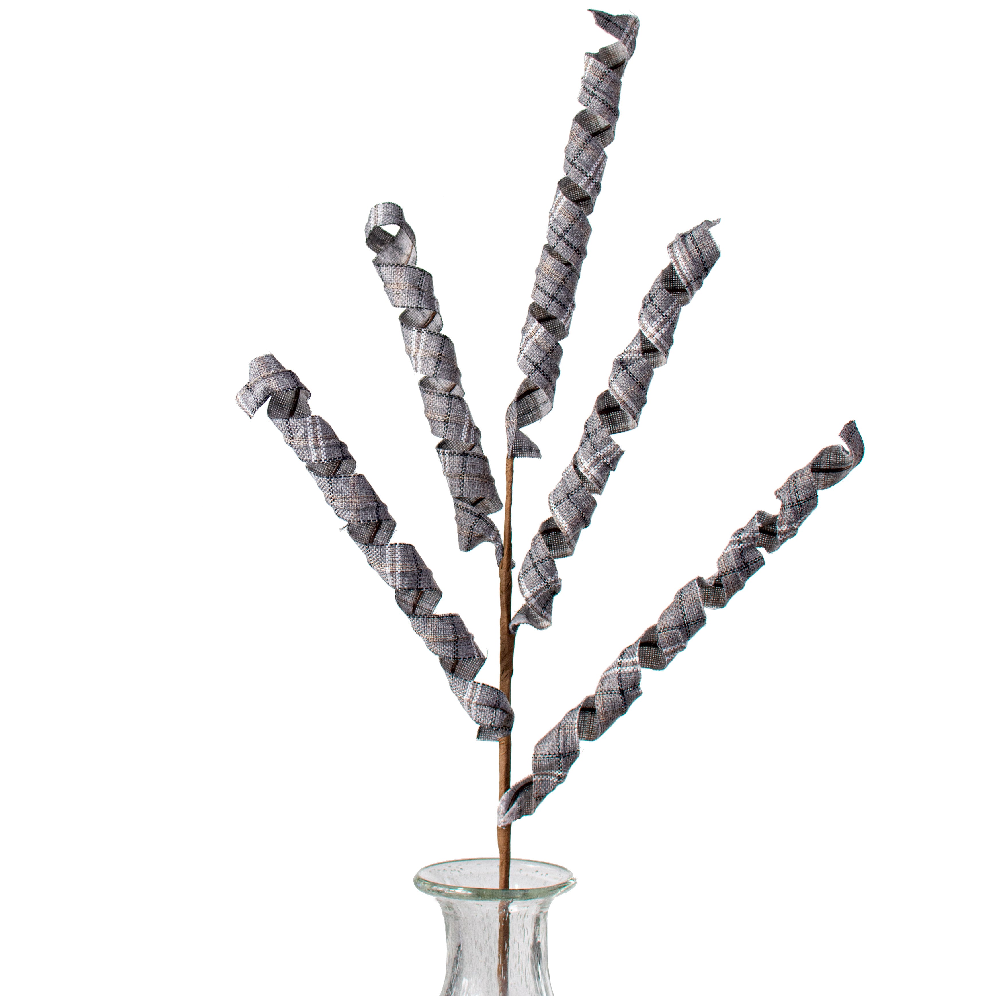 27" Frizzy Curly Spray: Grey, Brown, Black, White Plaid Item Number: 84565BN