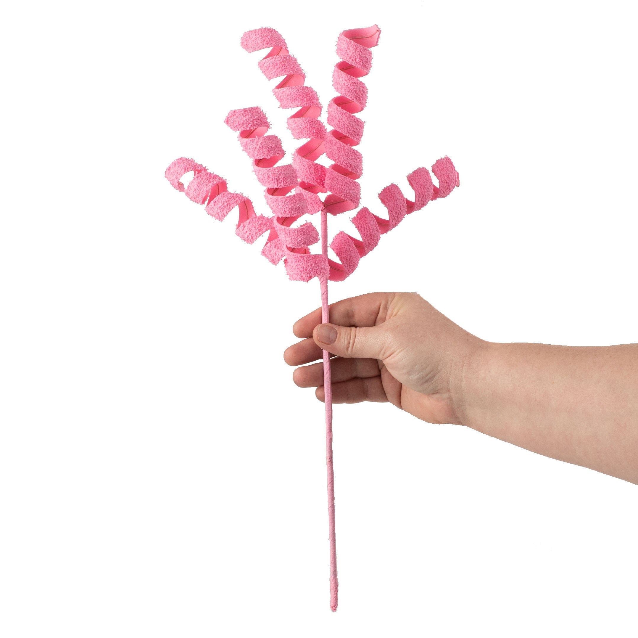 16" Frizzy Fuzzy Curly Pick: Pink detail photo 3