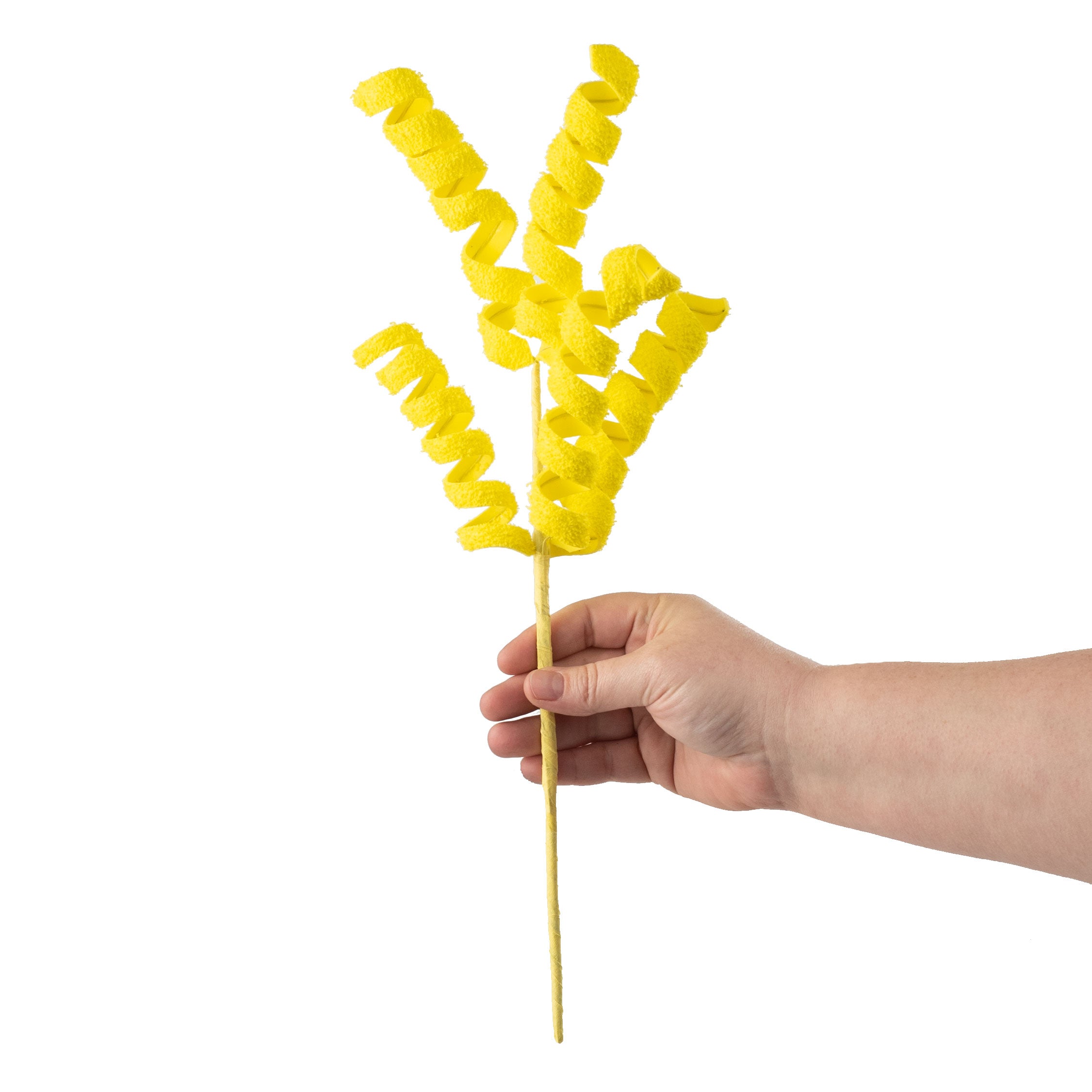 16" Frizzy Fuzzy Curly Pick: Yellow detail photo 3
