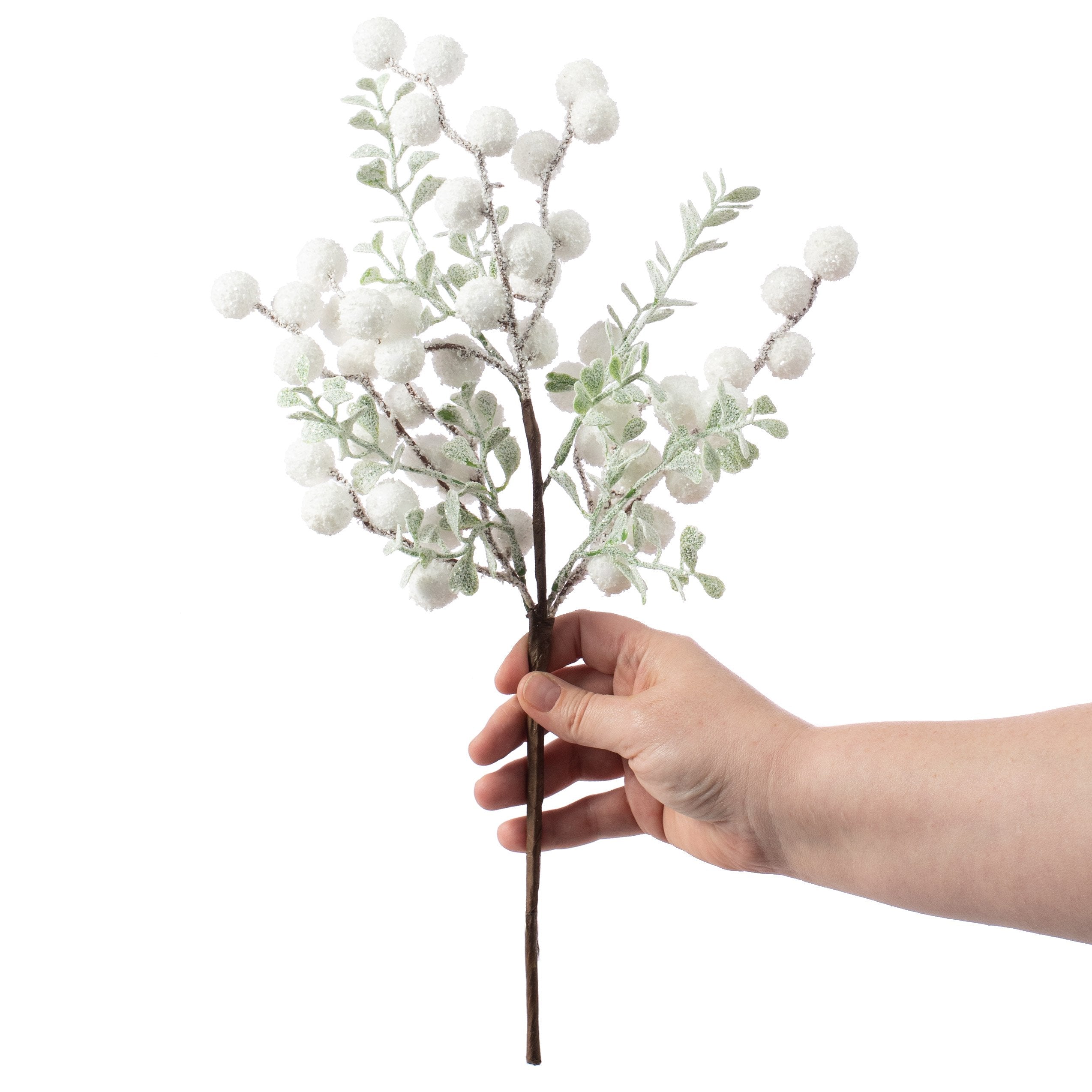 18" Frosted Boxwood Snowball Spray Lifestyle Photo