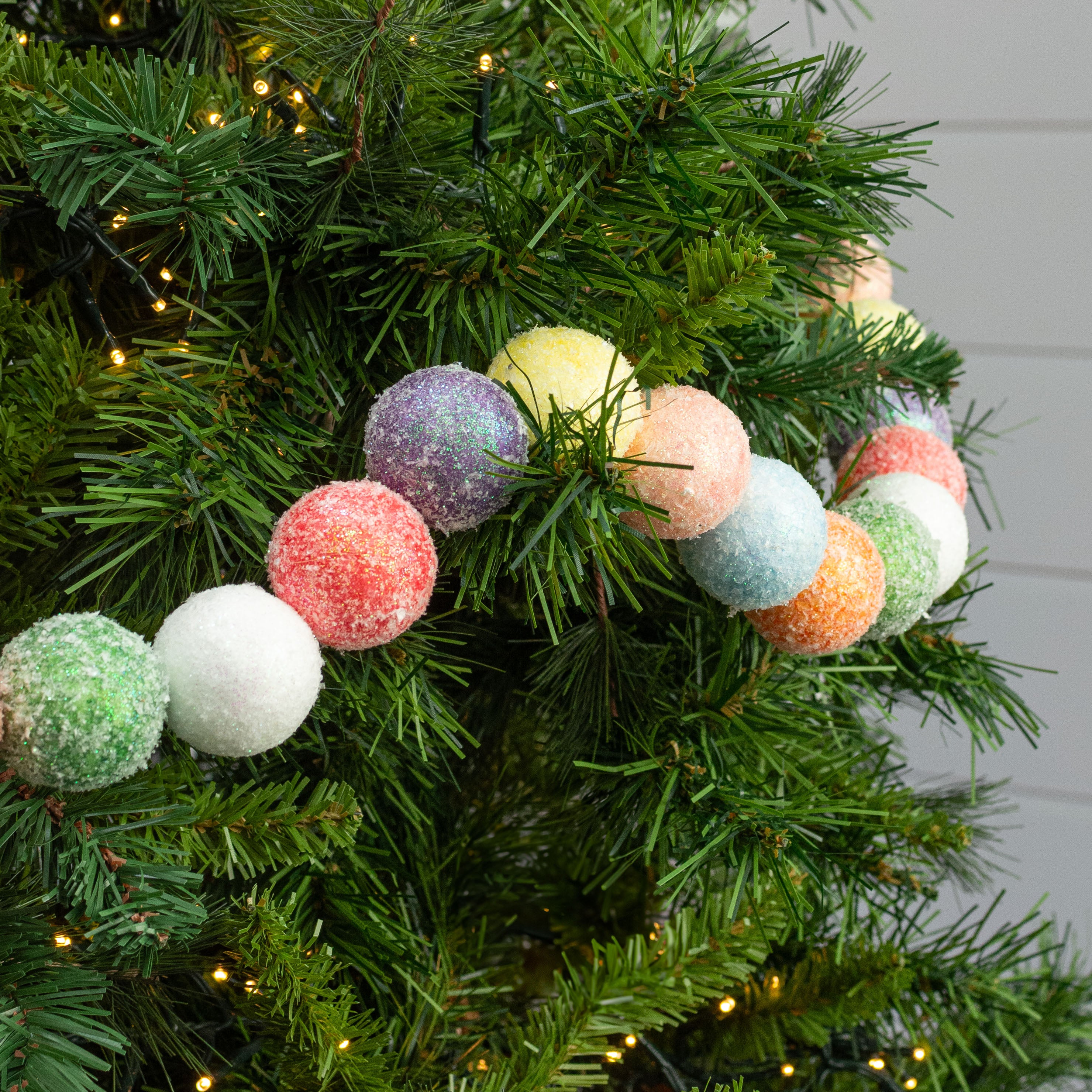 6' Frosted Candy Ball Garland Lifestyle Photo