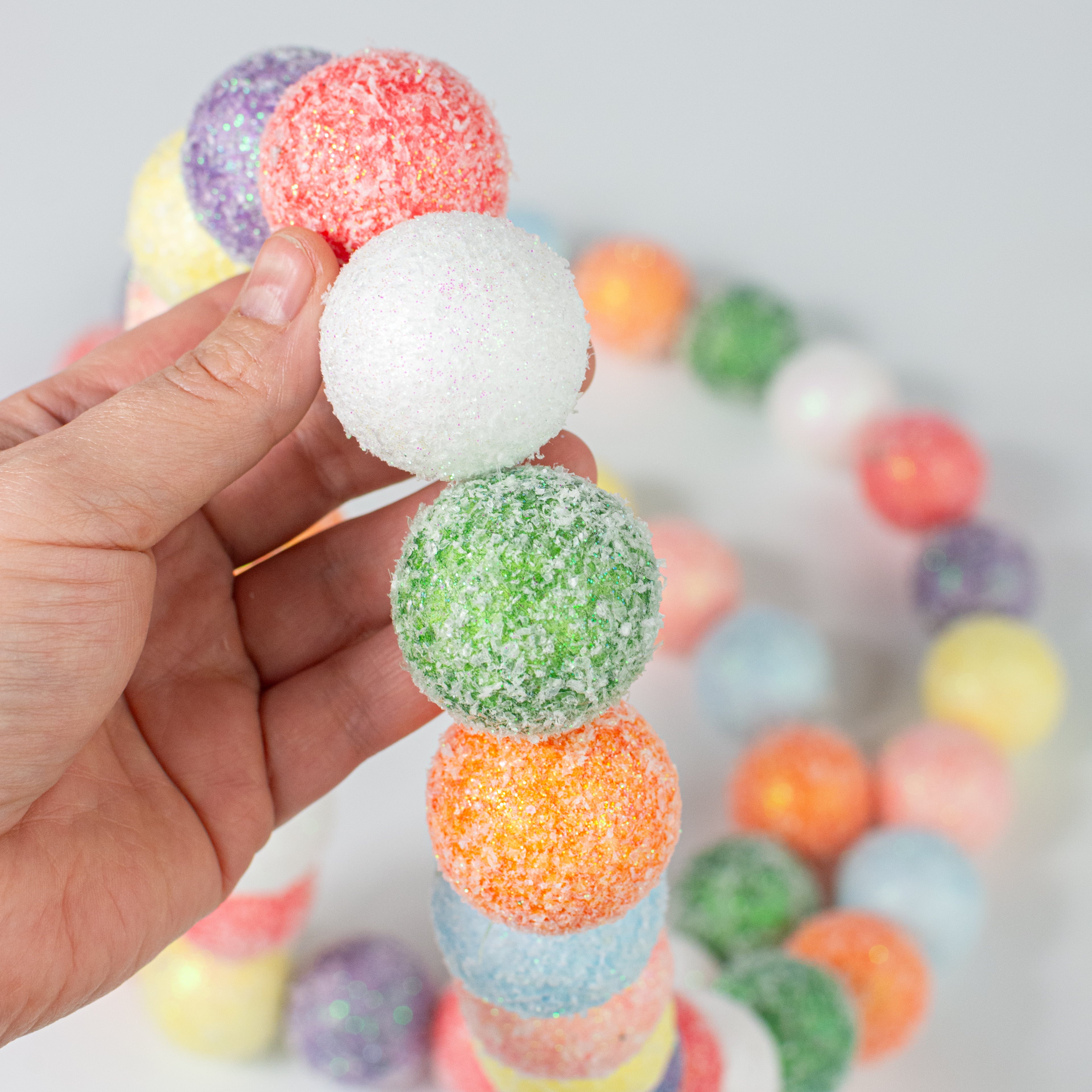 6' Frosted Candy Ball Garland detail photo 3