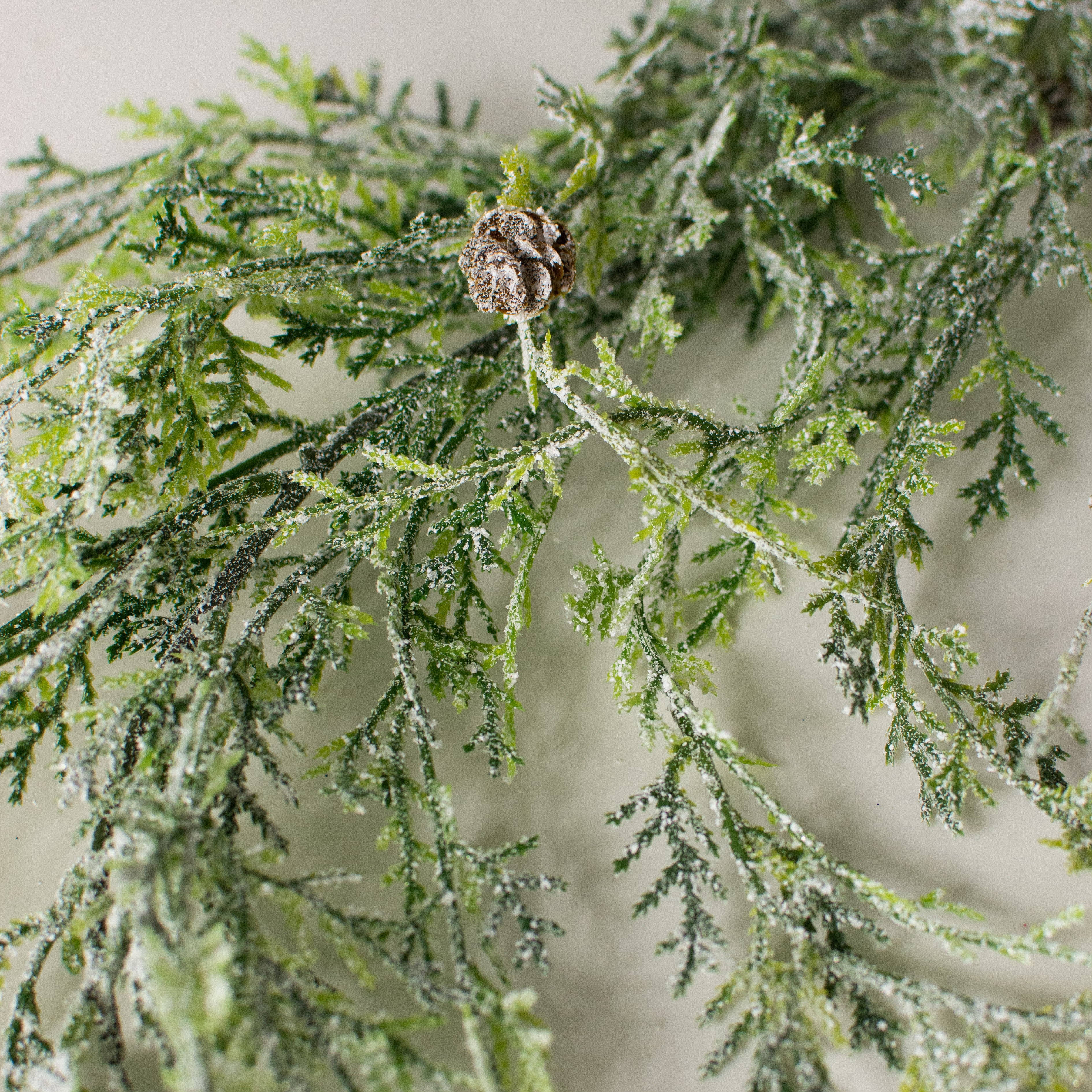 6' Frosted Cedar Hanging Pine Garland detail photo 3