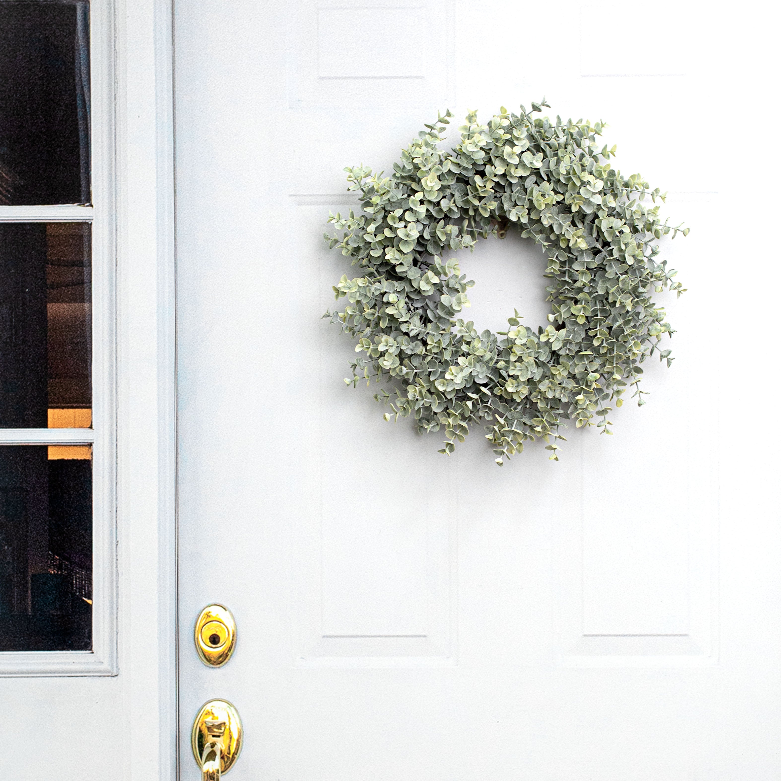 20" Frosted Eucalyptus Wreath Lifestyle Photo
