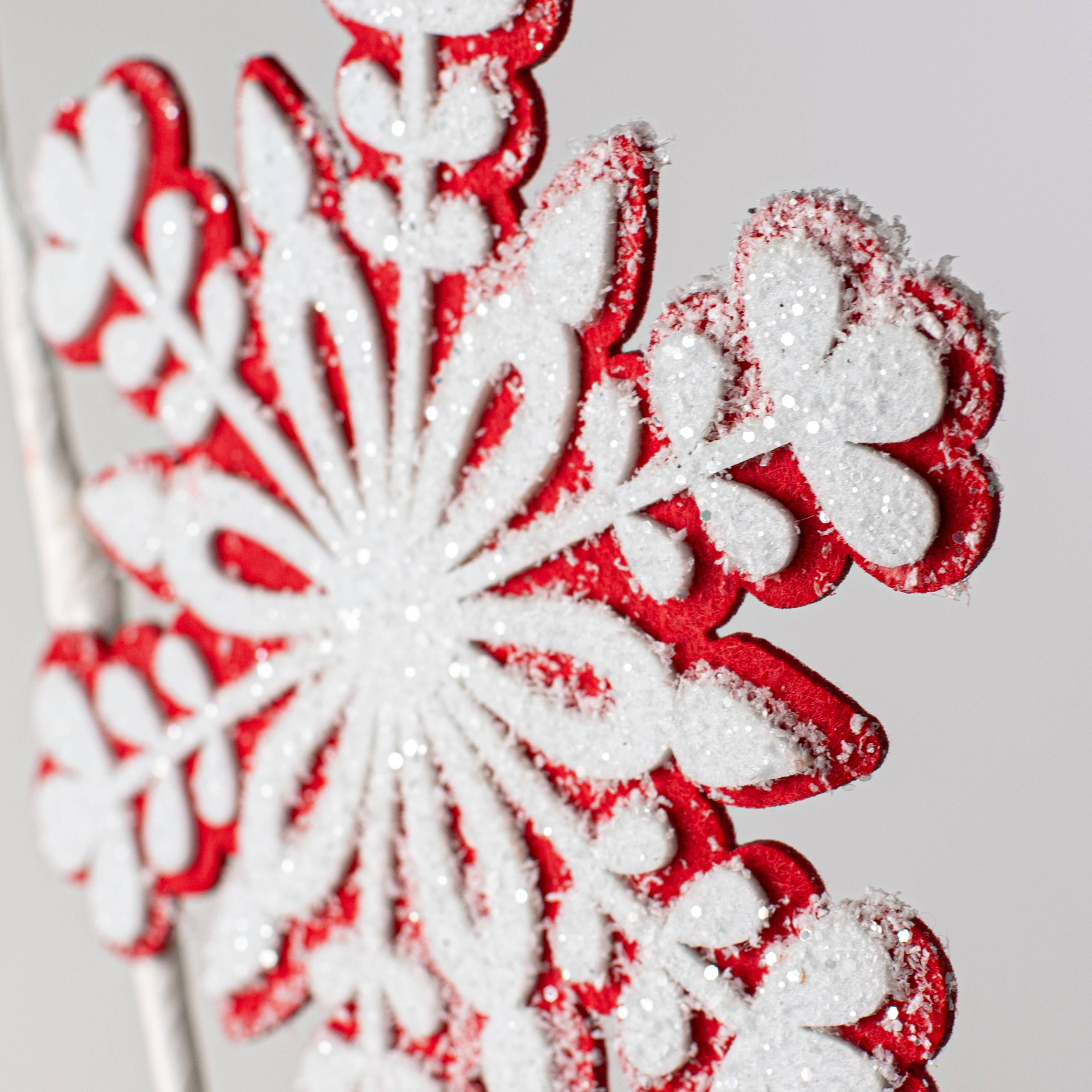 26" Frosted Felt Snowflakes Spray: Red & White Lifestyle Photo