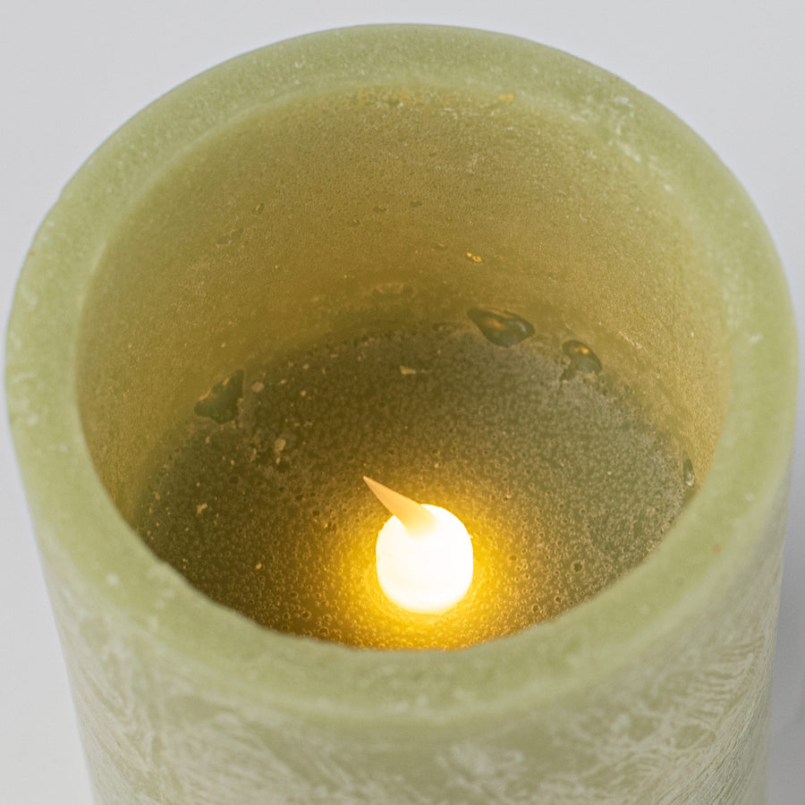 4" Frosted Flameless Candle: Moss Green detail photo 3