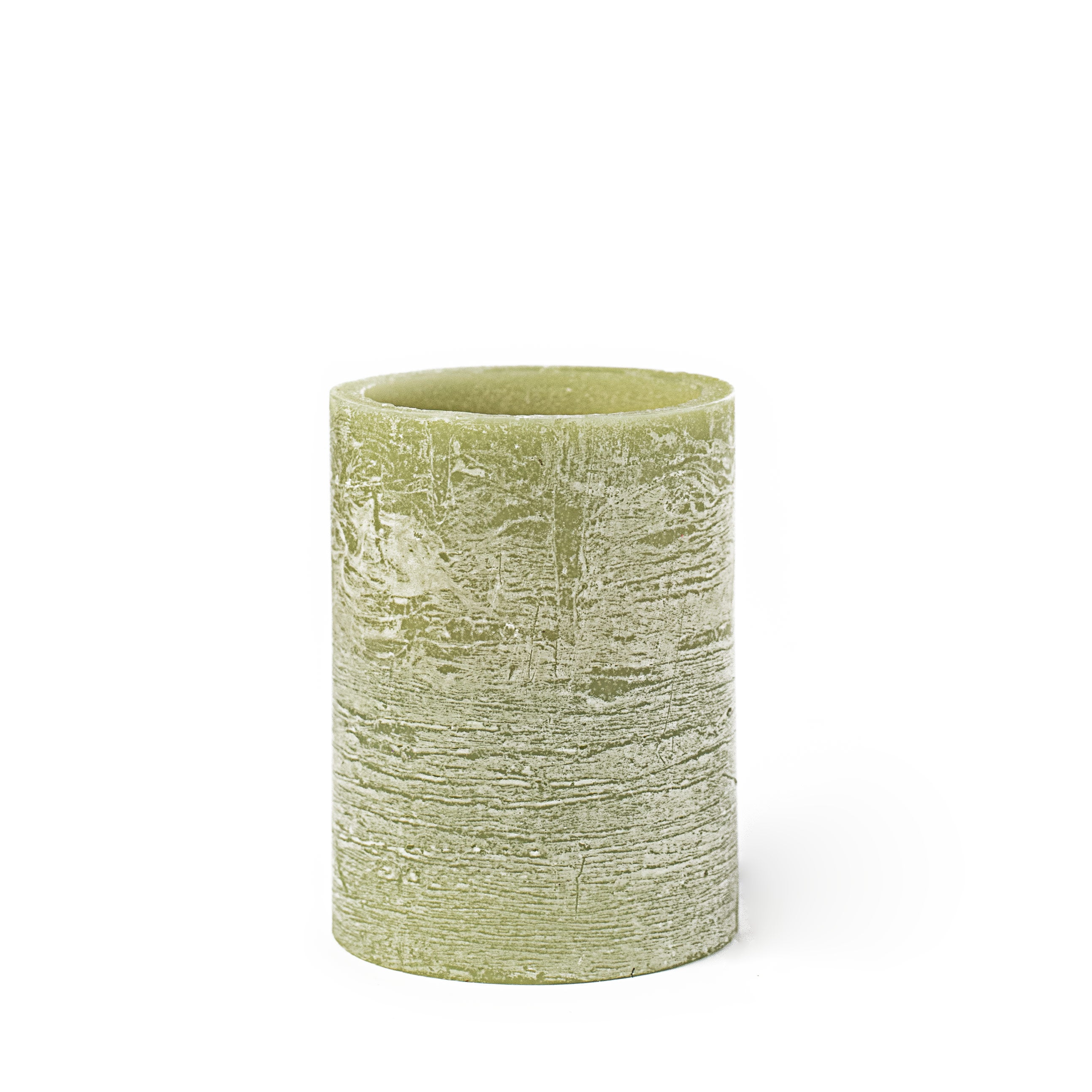4" Frosted Flameless Candle: Moss Green Item Number: LL601331