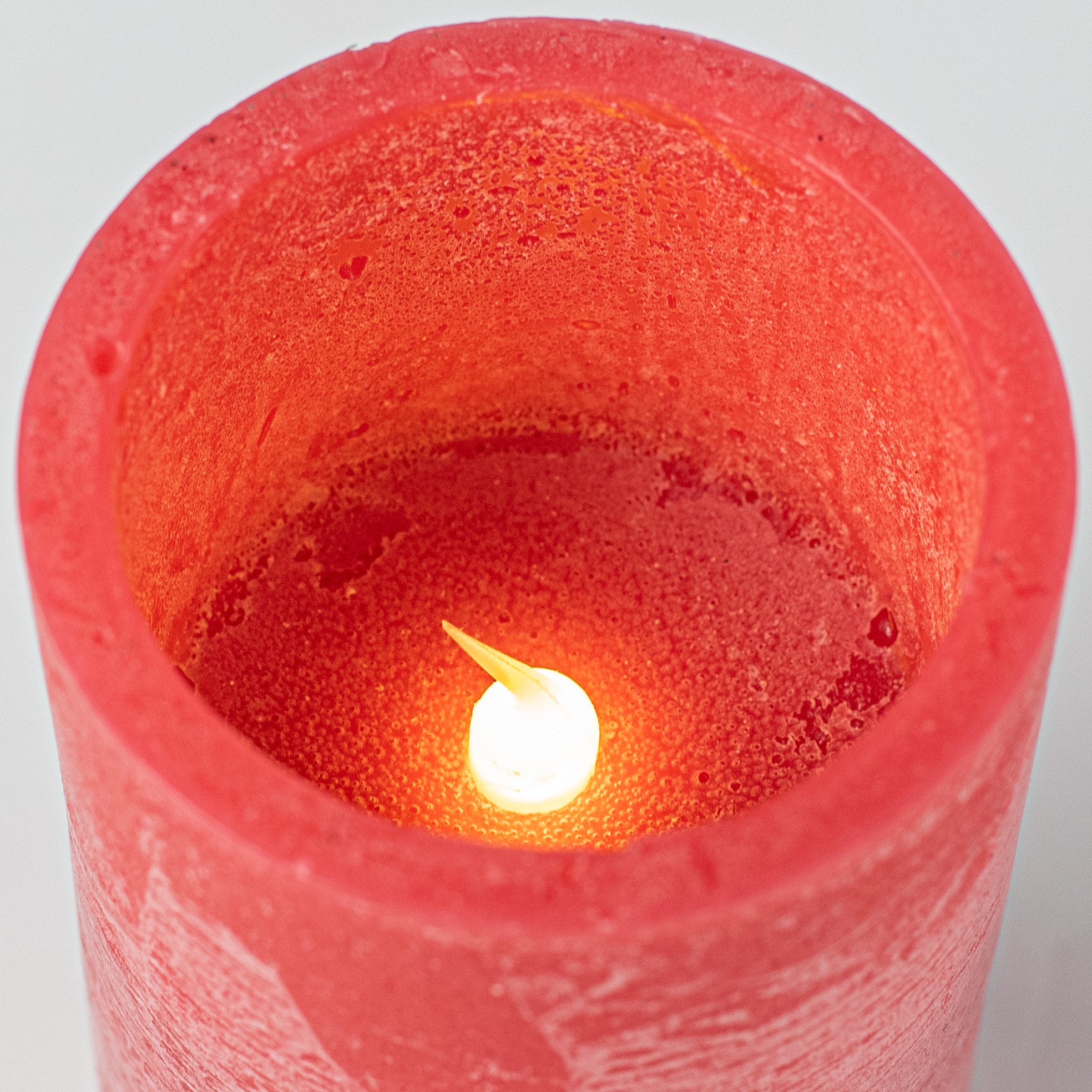 6" Frosted Flameless Candle: Red detail photo 4