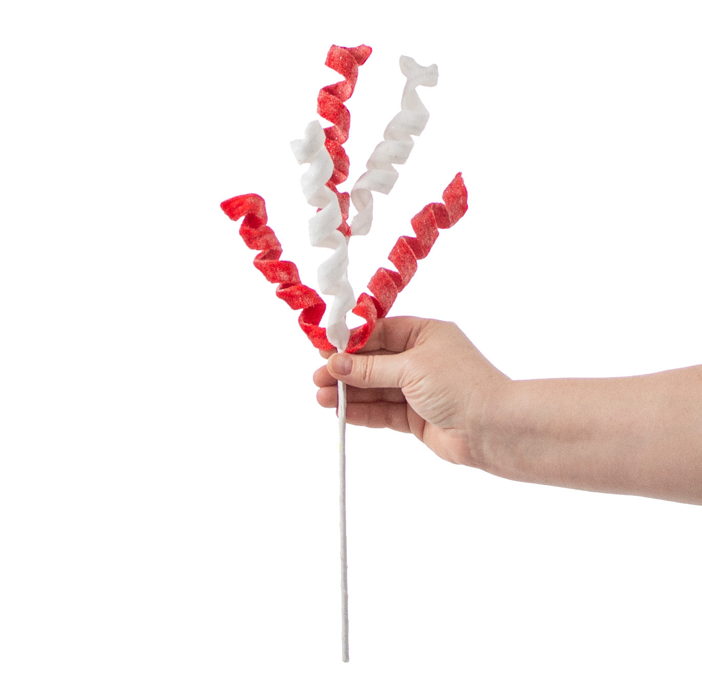 16" Frosted Fleece Curly Pick: Red & White detail photo 3