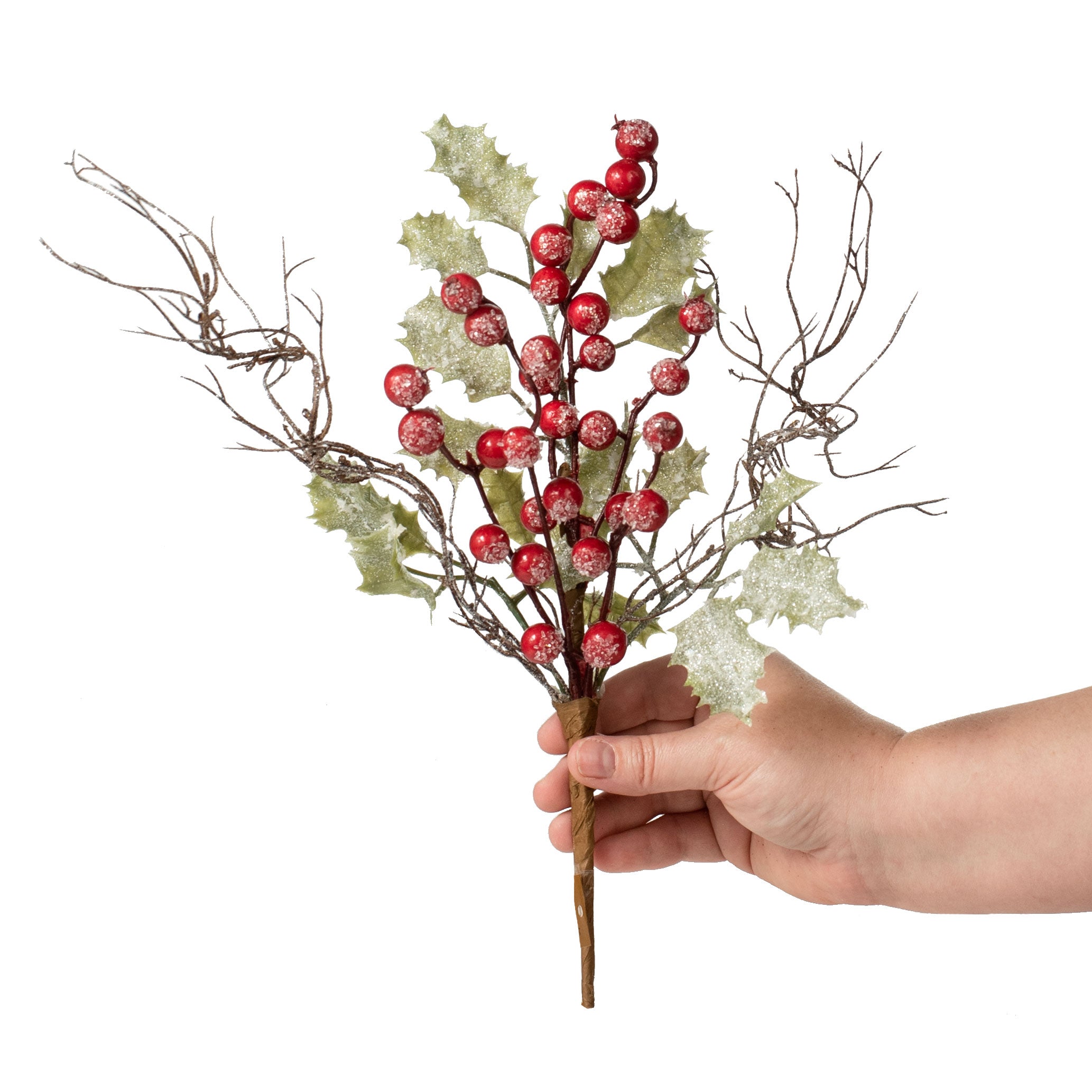15" Frosted Holly Berry Pick Lifestyle Photo