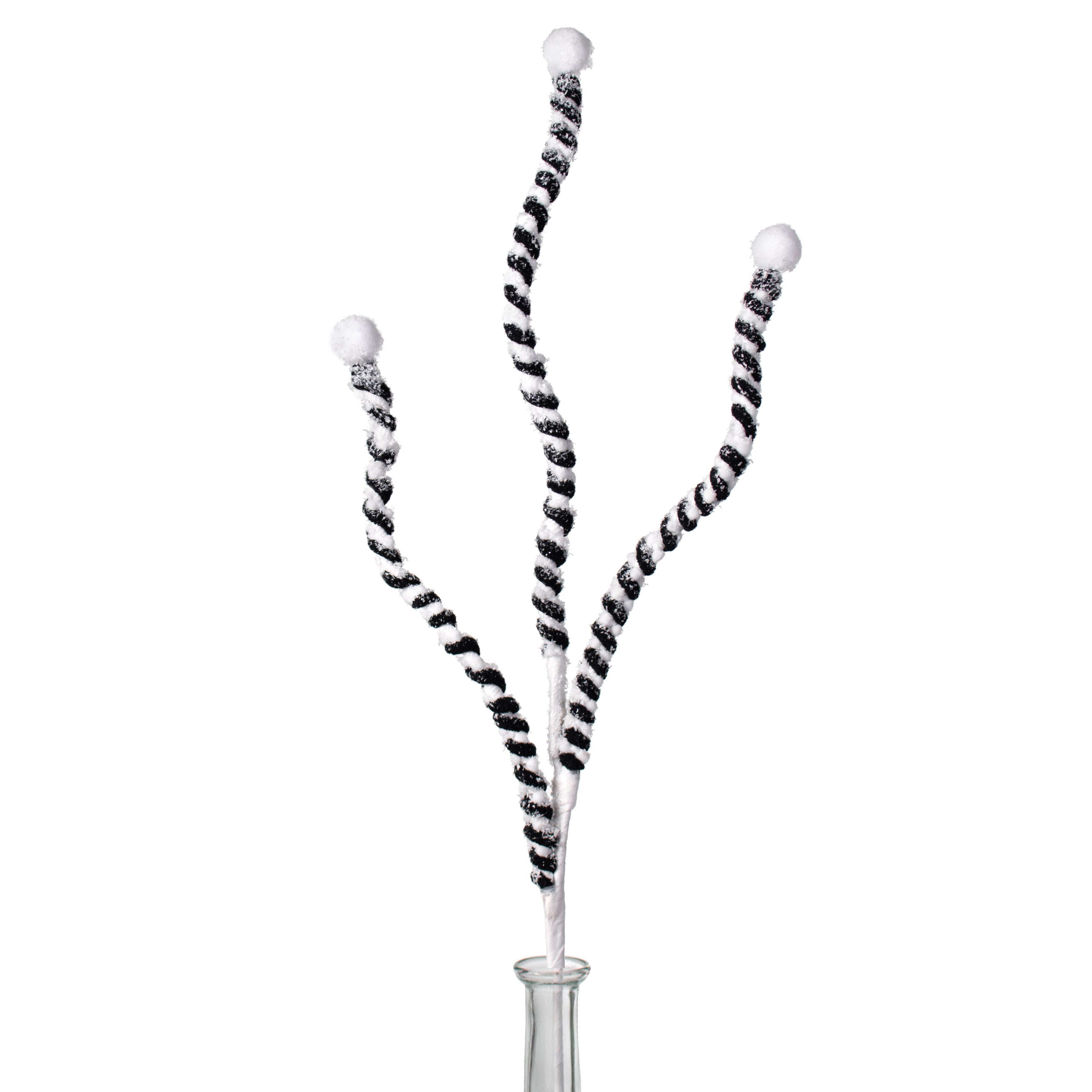 25" Frosted Twist Spray: Black & White Item Number: 104090