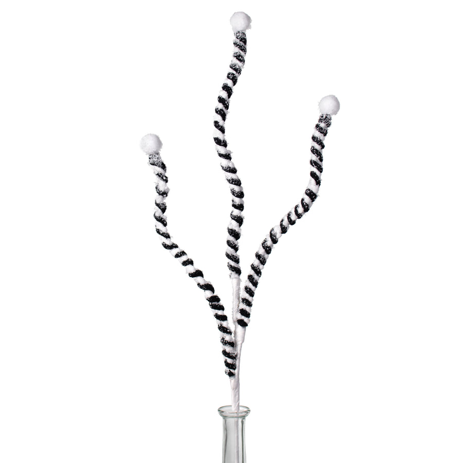 25" Frosted Twist Spray: Black & White Item Number: 104090