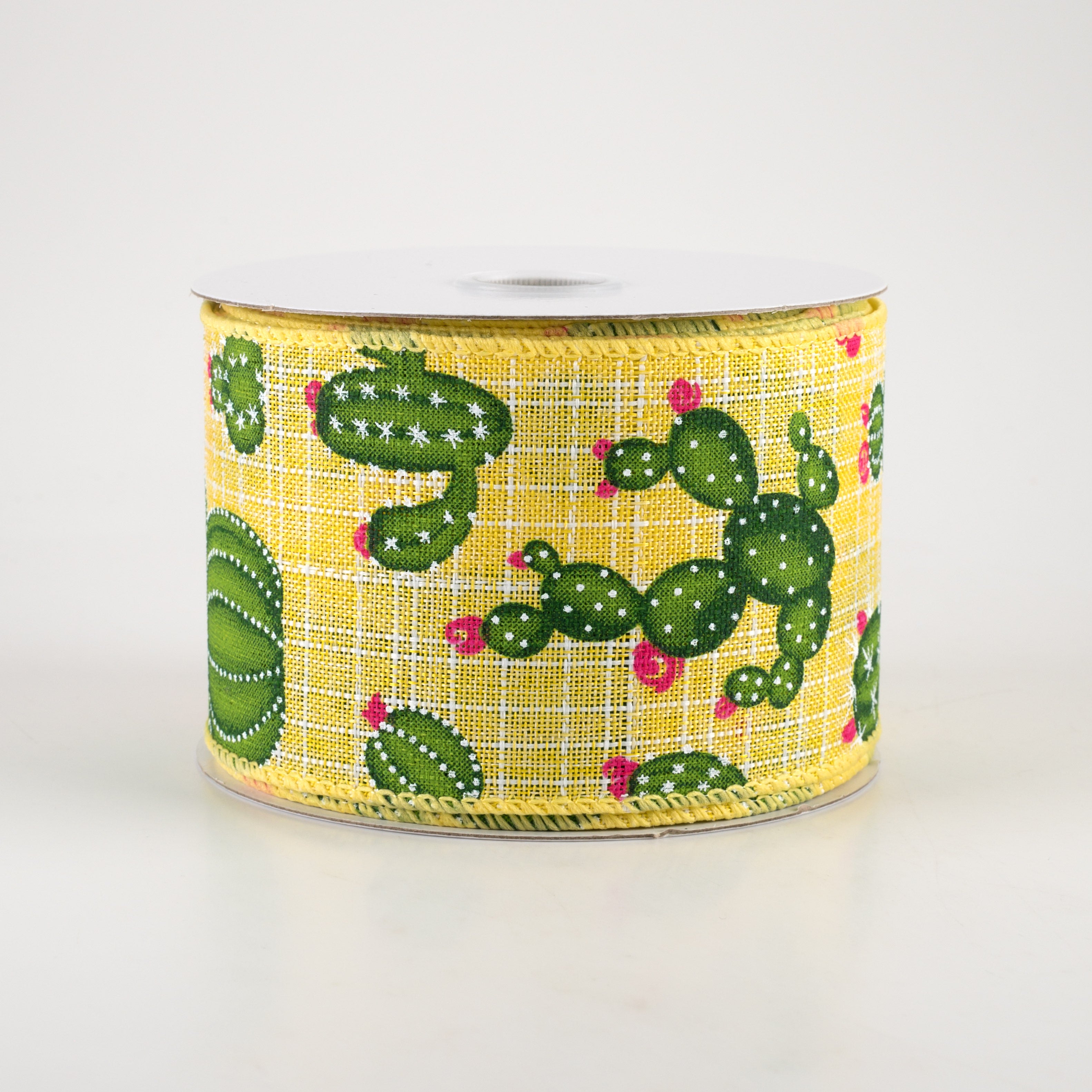 2.5" Fuchsia Flower Cactus Ribbon: Yellow (10 Yards) Item Number: 41249-40-22