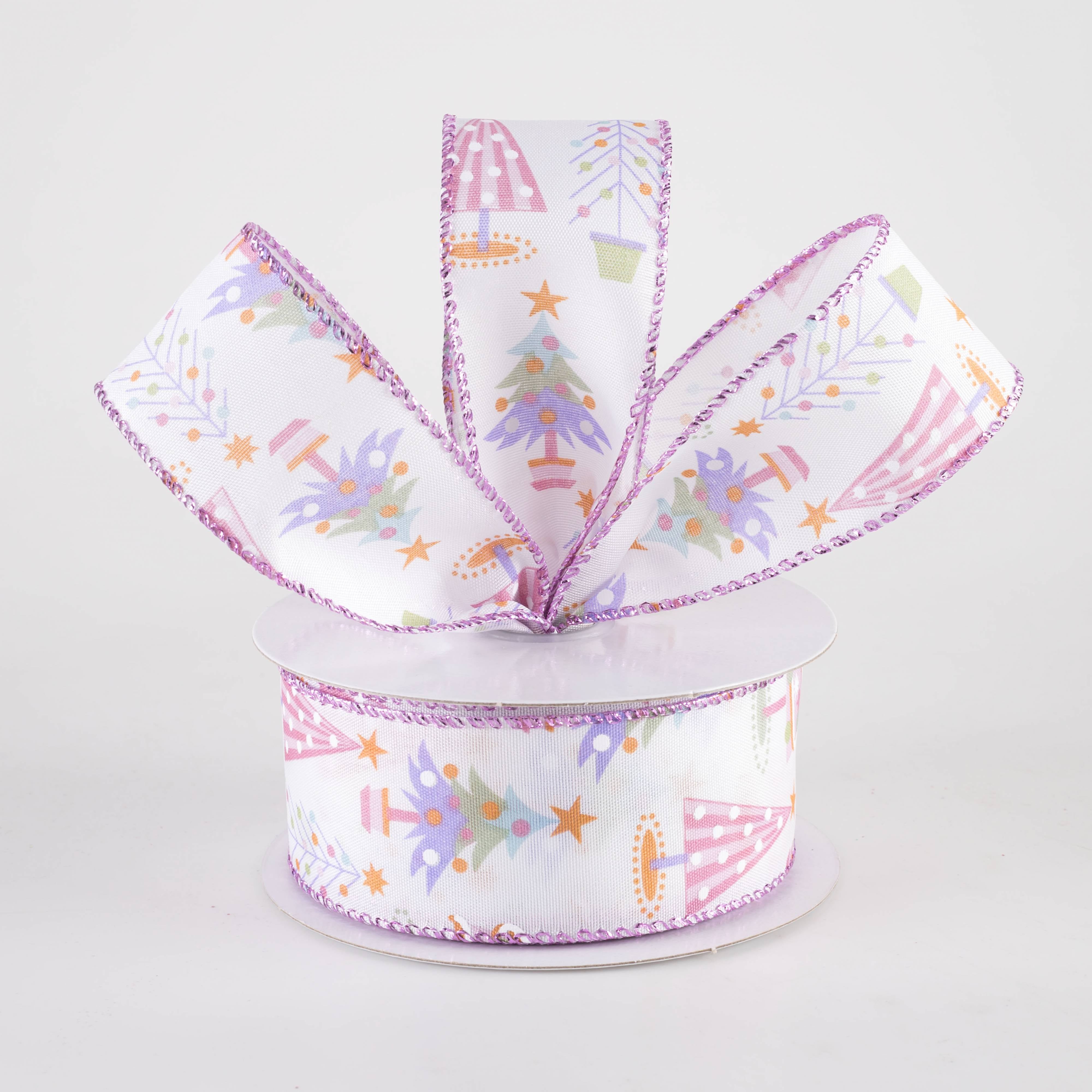 1.5" Fun Christmas Trees Ribbon: Pastel Christmas (10 Yards) Lifestyle Photo