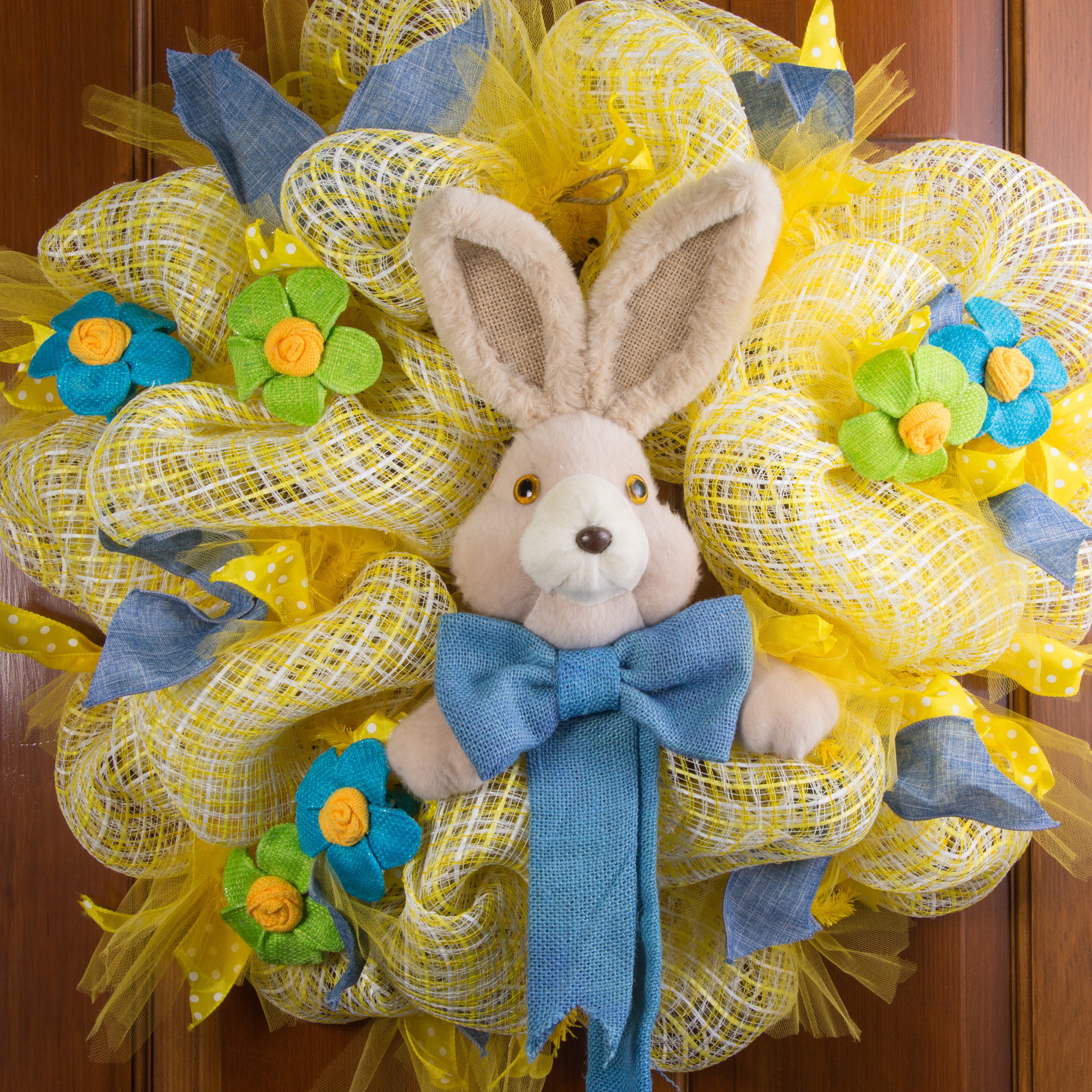 Fur Bunny Wreath Accent: Blue Lifestyle Photo