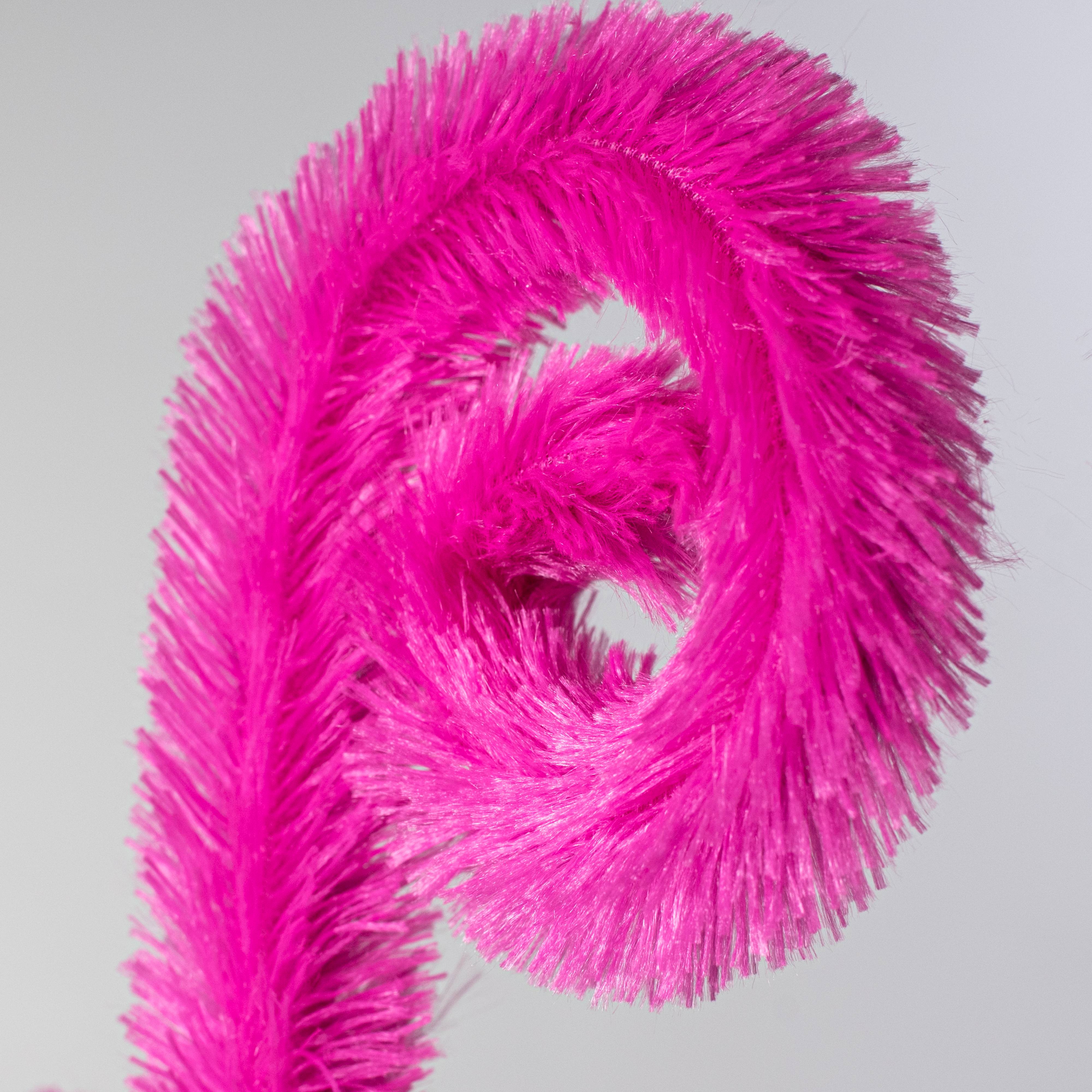 28" Furry Curly Spray: Fuchsia Hot Pink Lifestyle Photo