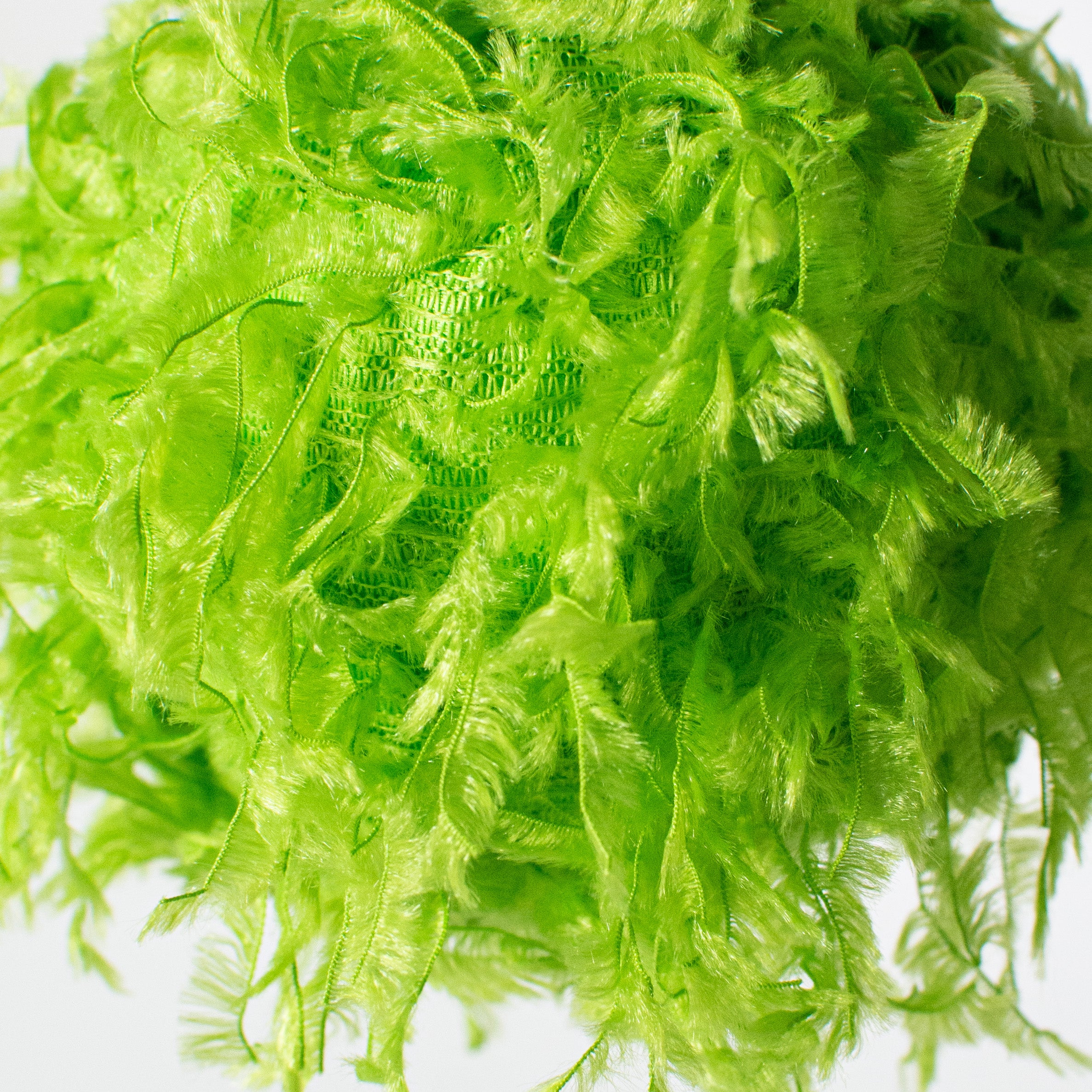 3.25" Furry Fabric Ball Ornament: Lime Green detail photo 3
