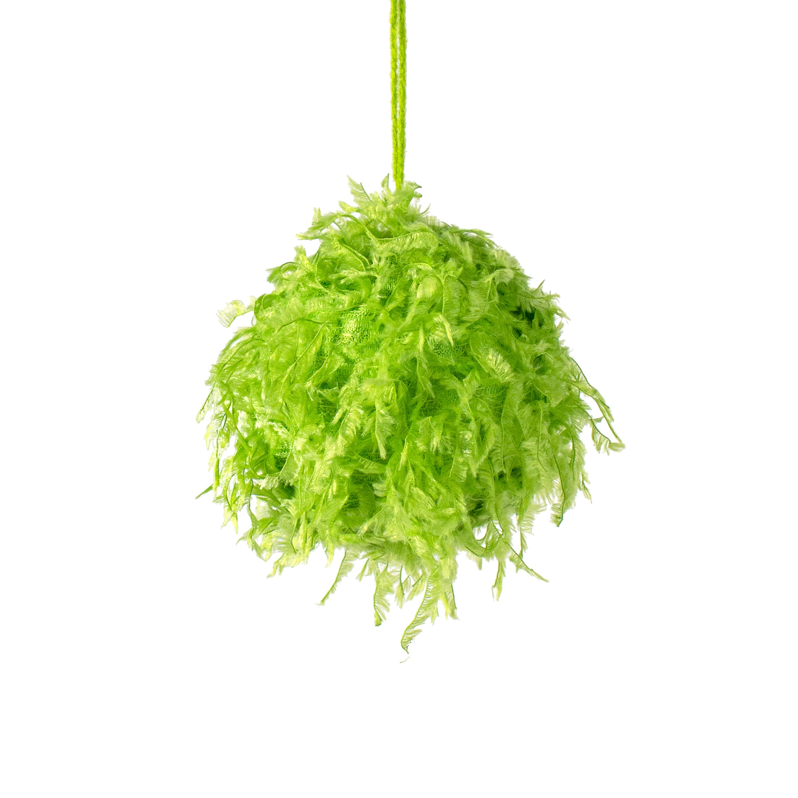 3.25" Furry Fabric Ball Ornament: Lime Green Item Number: XJ5183