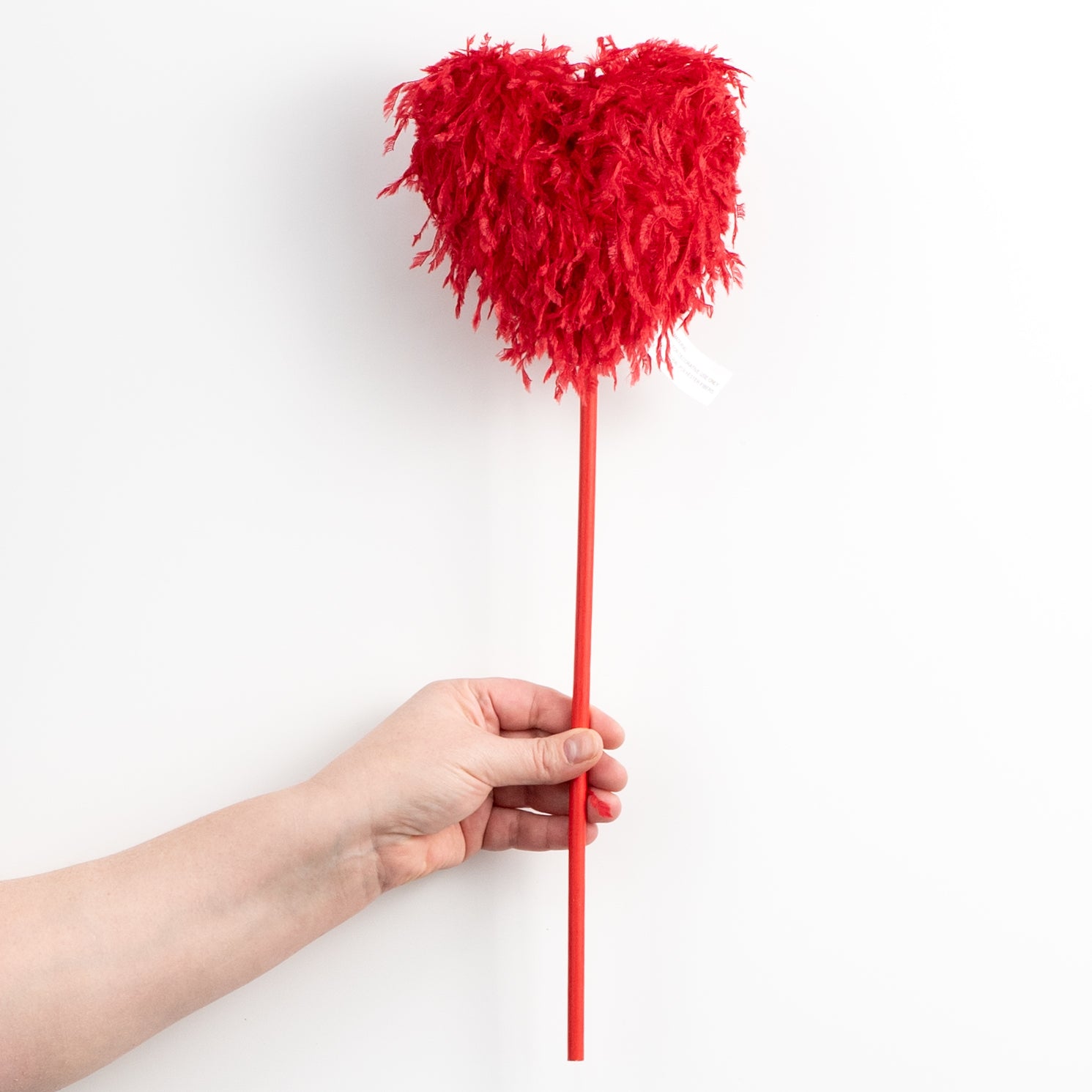 17" Furry Fabric Heart Pick: Red detail photo 3