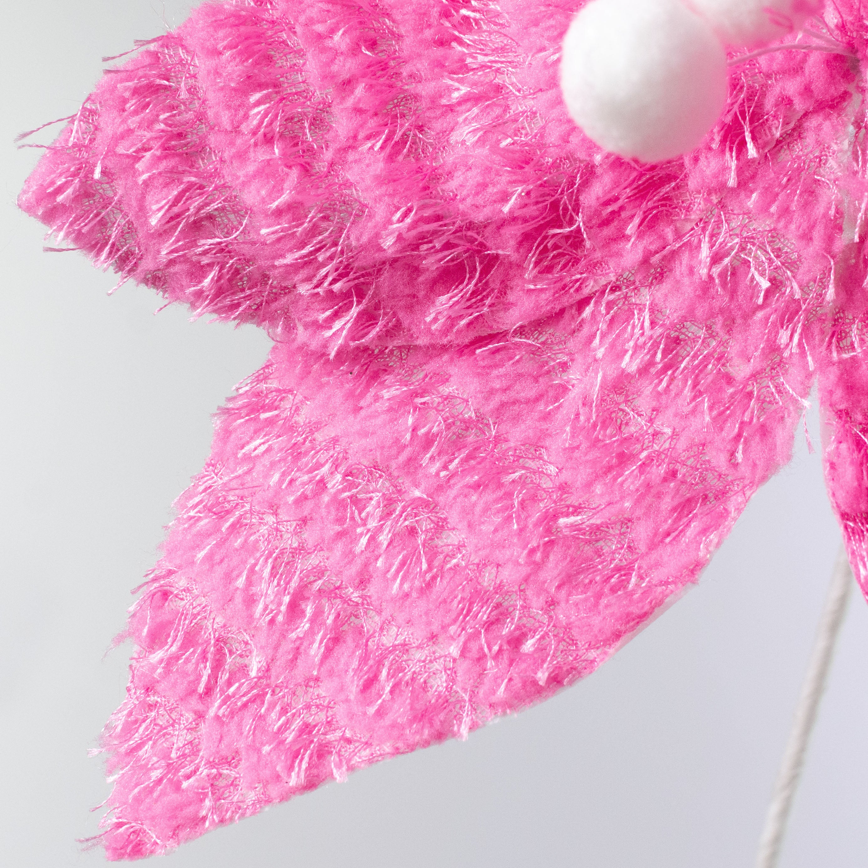 12" x 26" Furry Fabric Poinsettia Pick: Hot Pink Lifestyle Photo