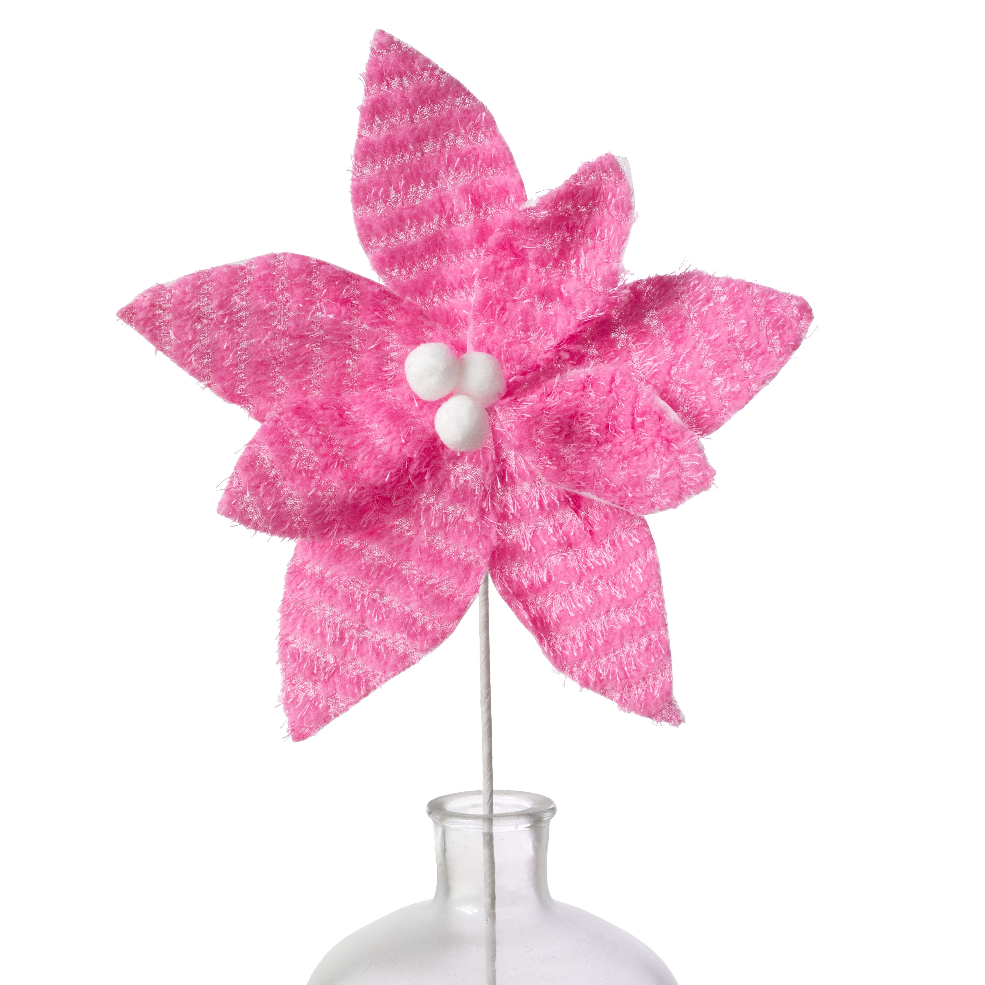 12" x 26" Furry Fabric Poinsettia Pick: Hot Pink Item Number: 234182