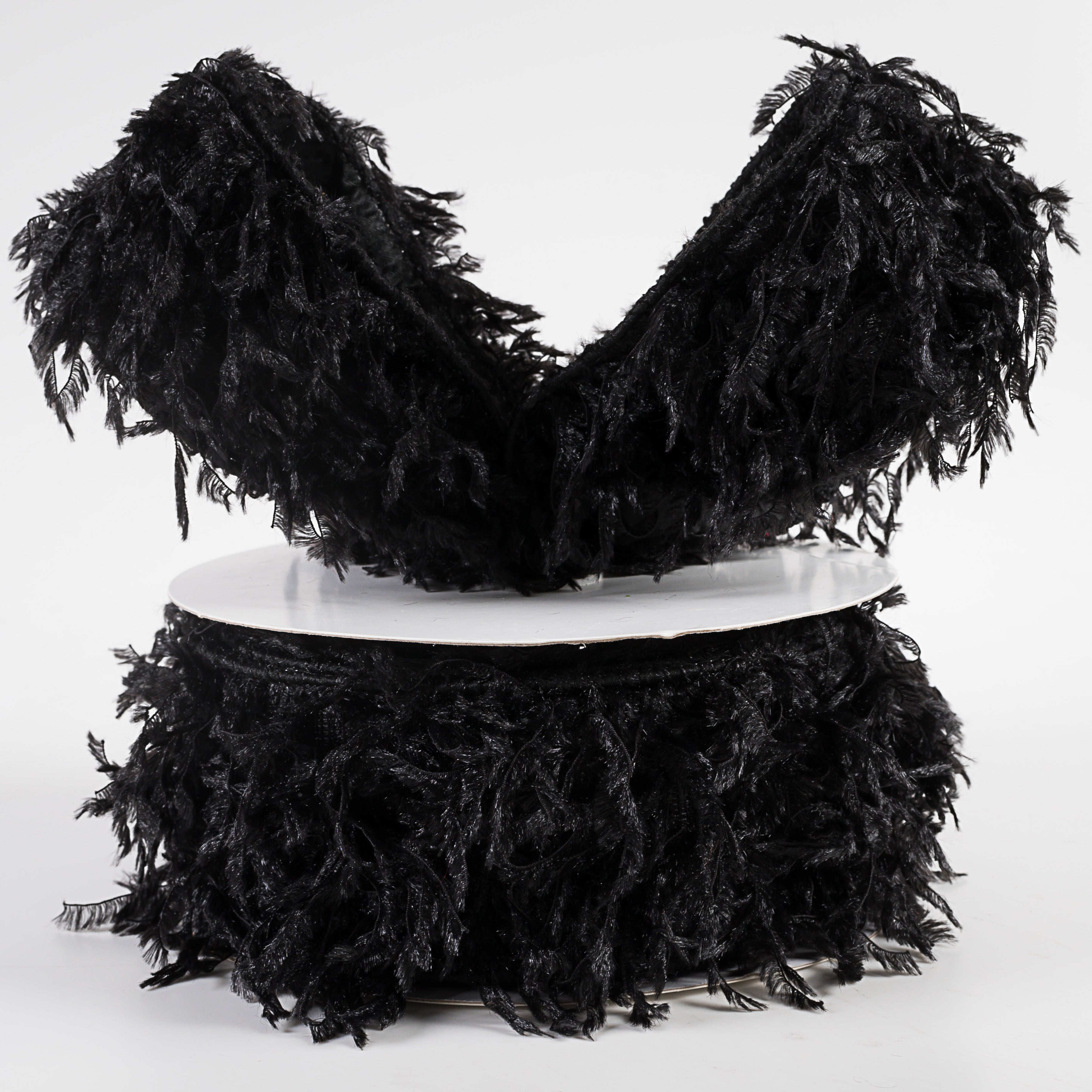 2.5" Furry Fabric Ribbon: Black (10 Yards) Lifestyle Photo