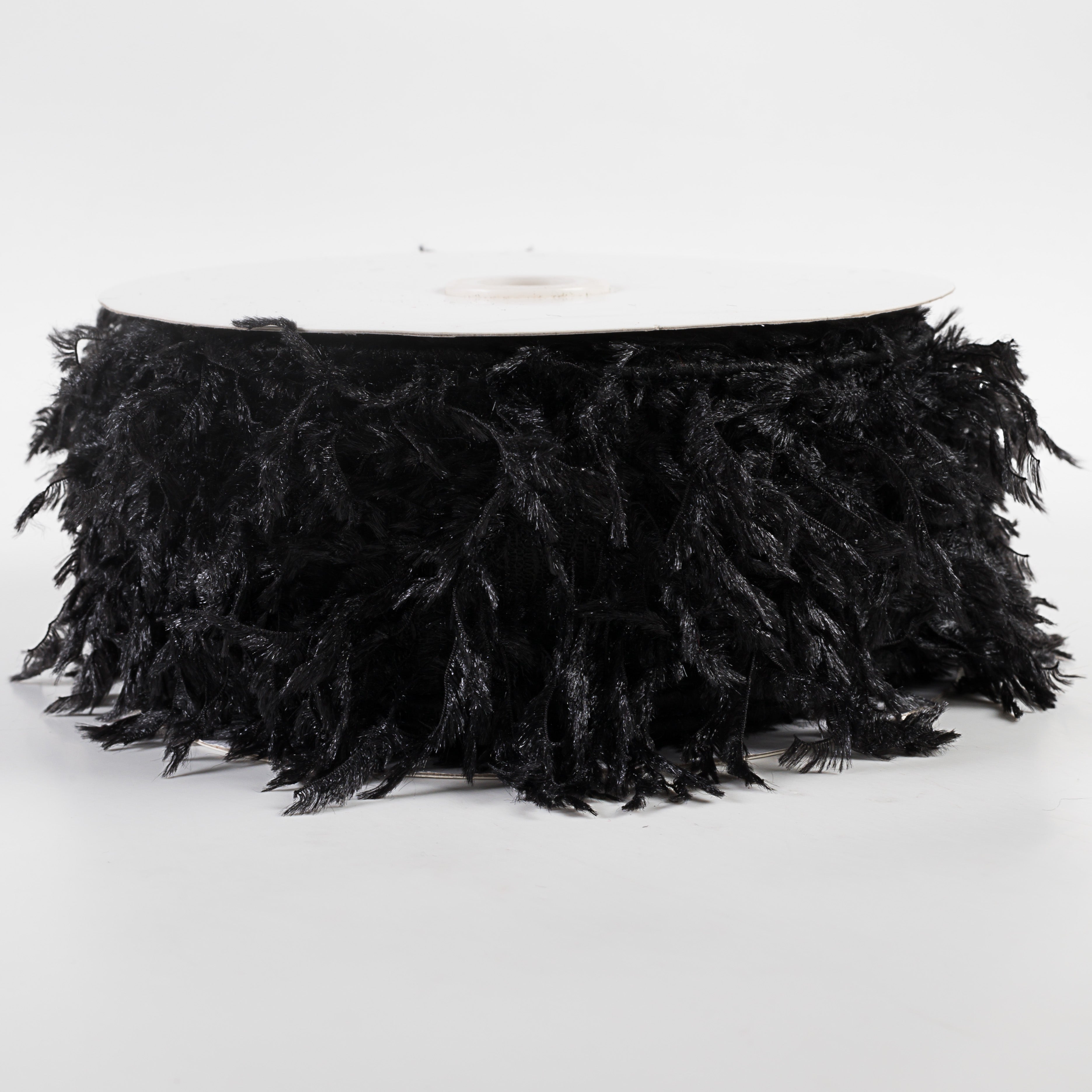 2.5" Furry Fabric Ribbon: Black (10 Yards)