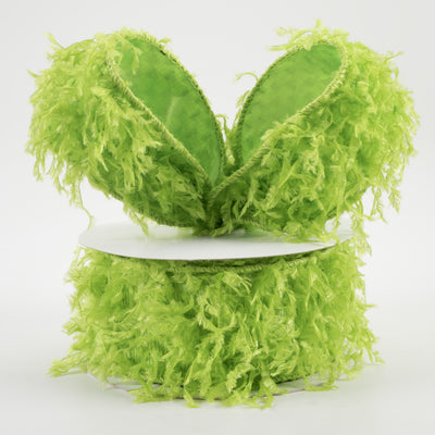 2.5" Furry Fabric Ribbon: Lime Green (10 Yards) Lifestyle Photo