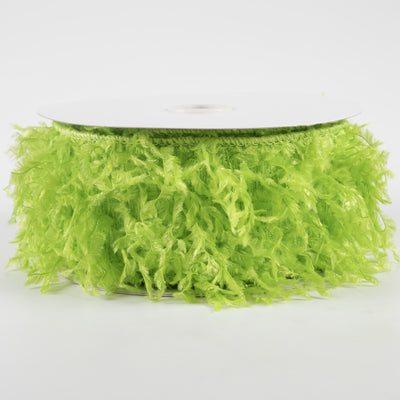 2.5" Furry Fabric Ribbon: Lime Green (10 Yards)
