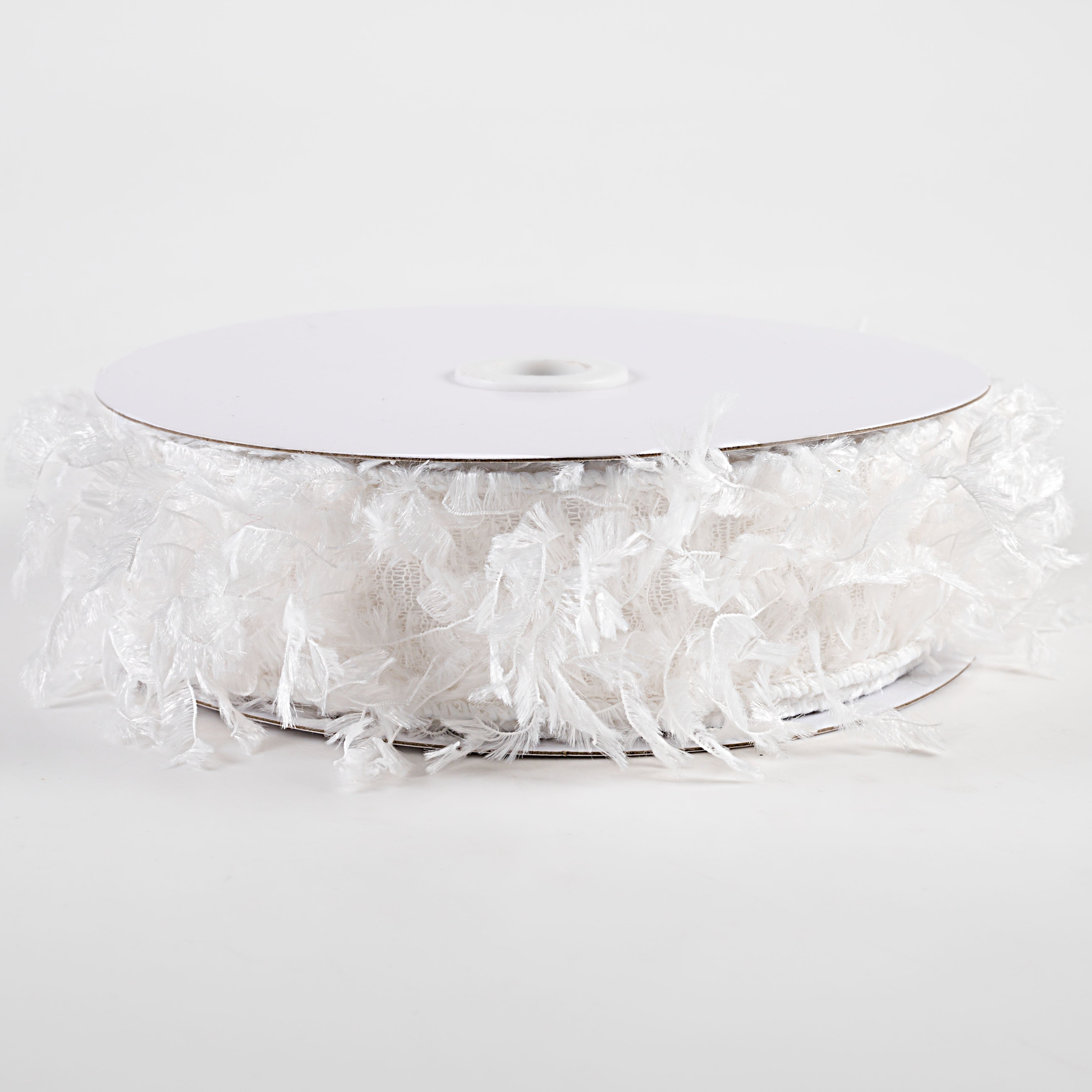 1.5" Furry Fabric Ribbon: White (10 Yards)