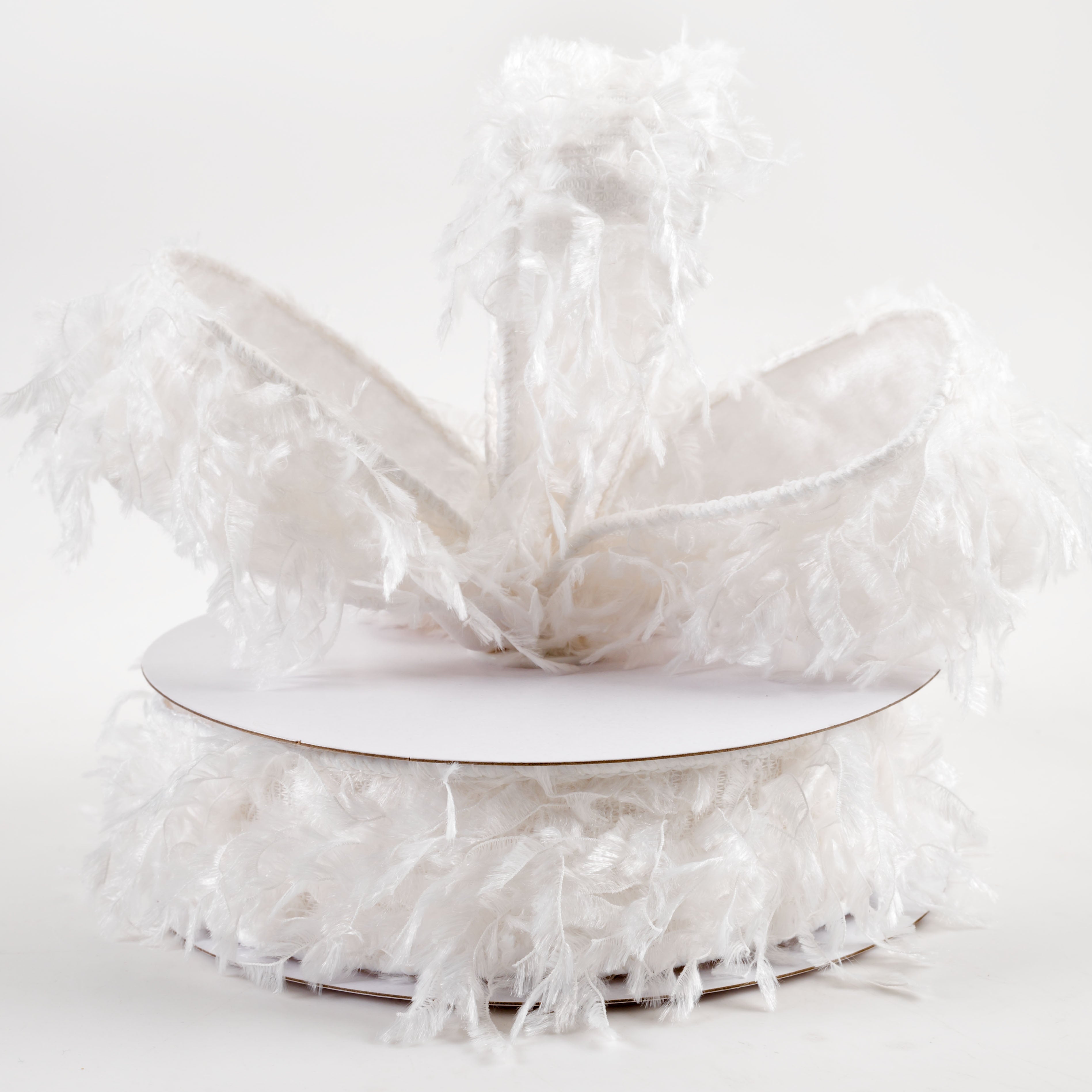 1.5" Furry Fabric Ribbon: White (10 Yards) Lifestyle Photo