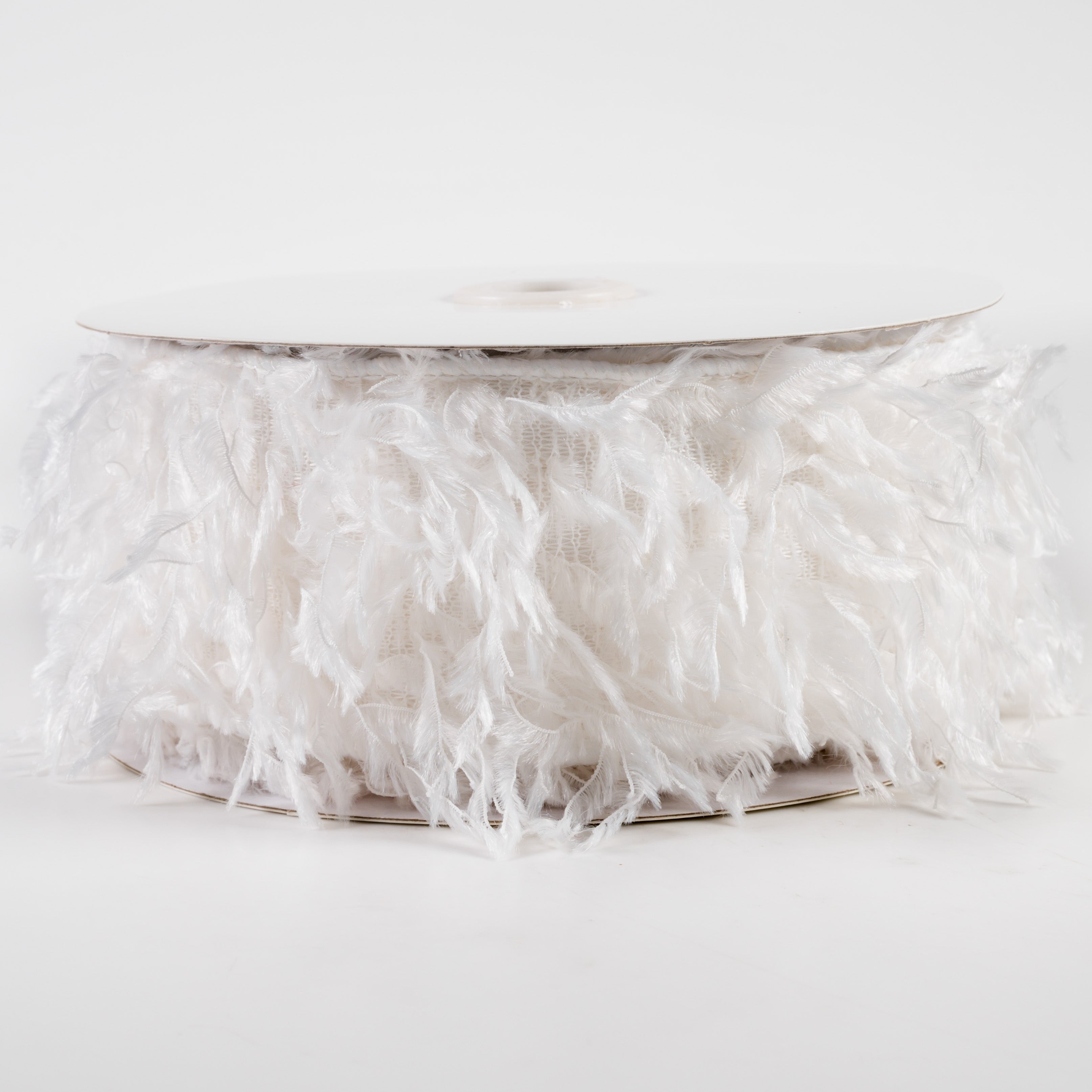2.5" Furry Fabric Ribbon: White (10 Yards)