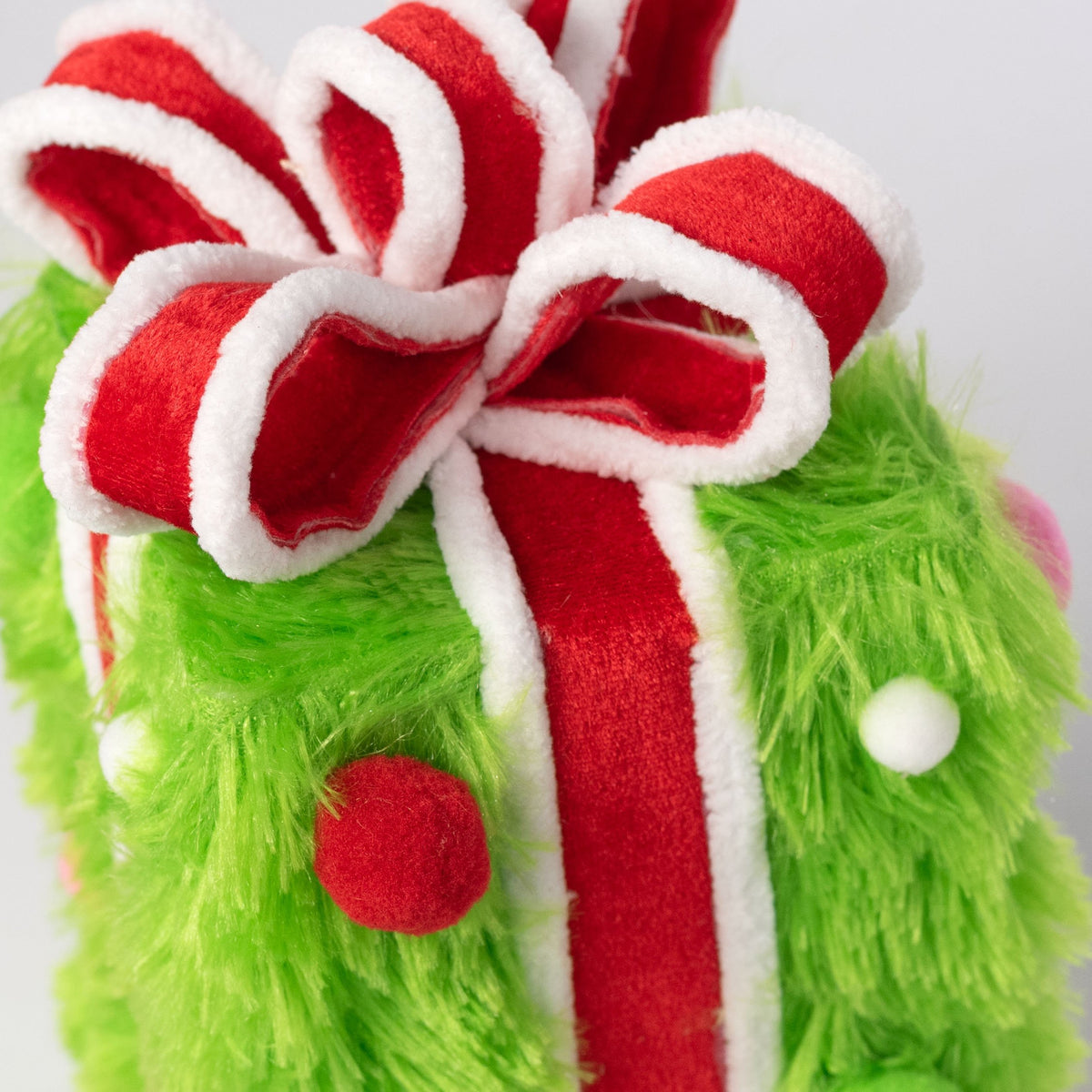 9" Furry Monster Gift Box Decor: Lime Green detail photo 3