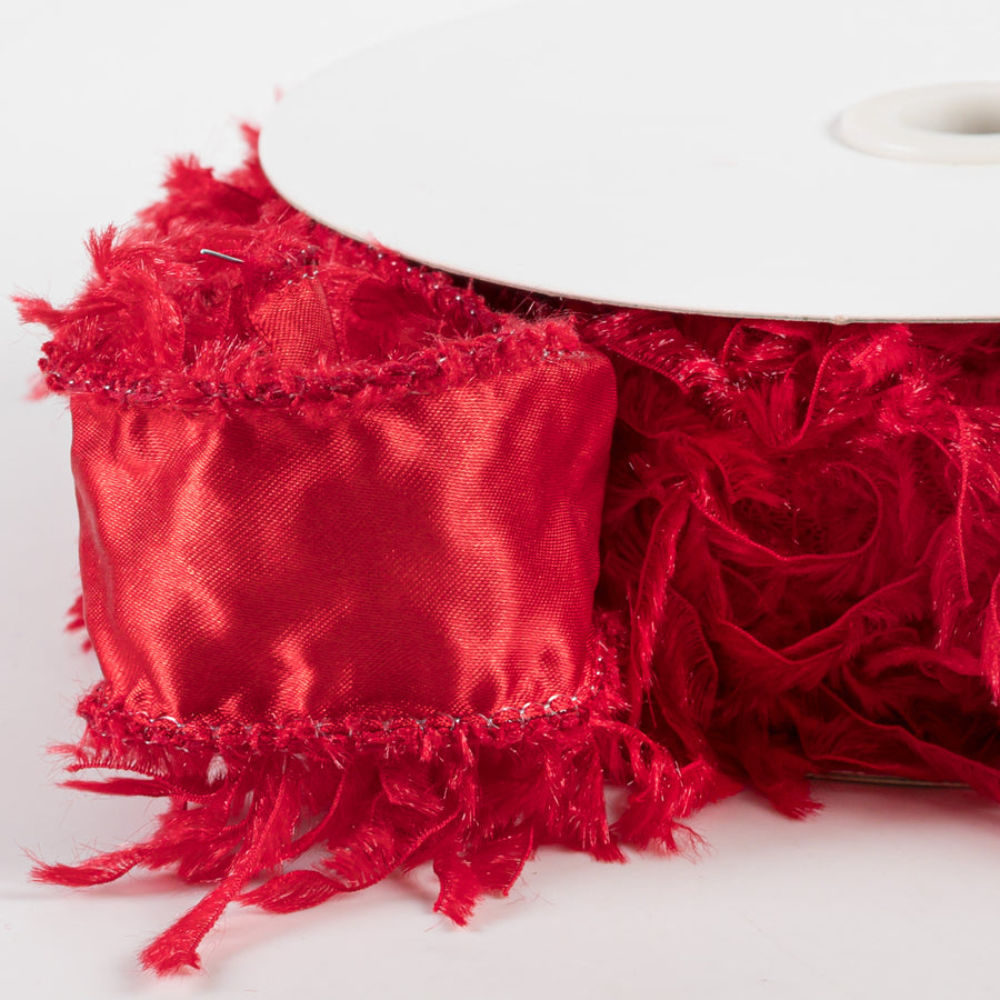 1.5" Furry Ribbon: Red (10 Yards) detail photo 3